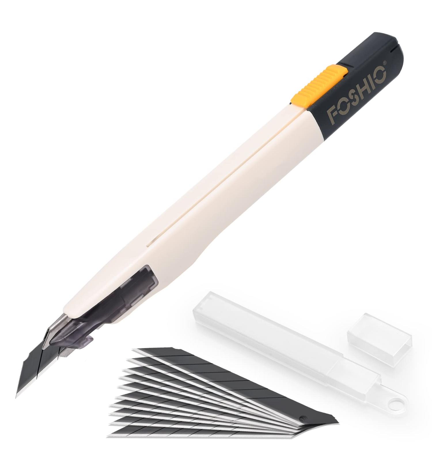 FOSHIO 9MM Craft Knife with Auto-Locking Retractable Design and 10 Replacement Blades - Ideal for Art, Model Making, and Box Cutting - Buy Online on GoSupps.com