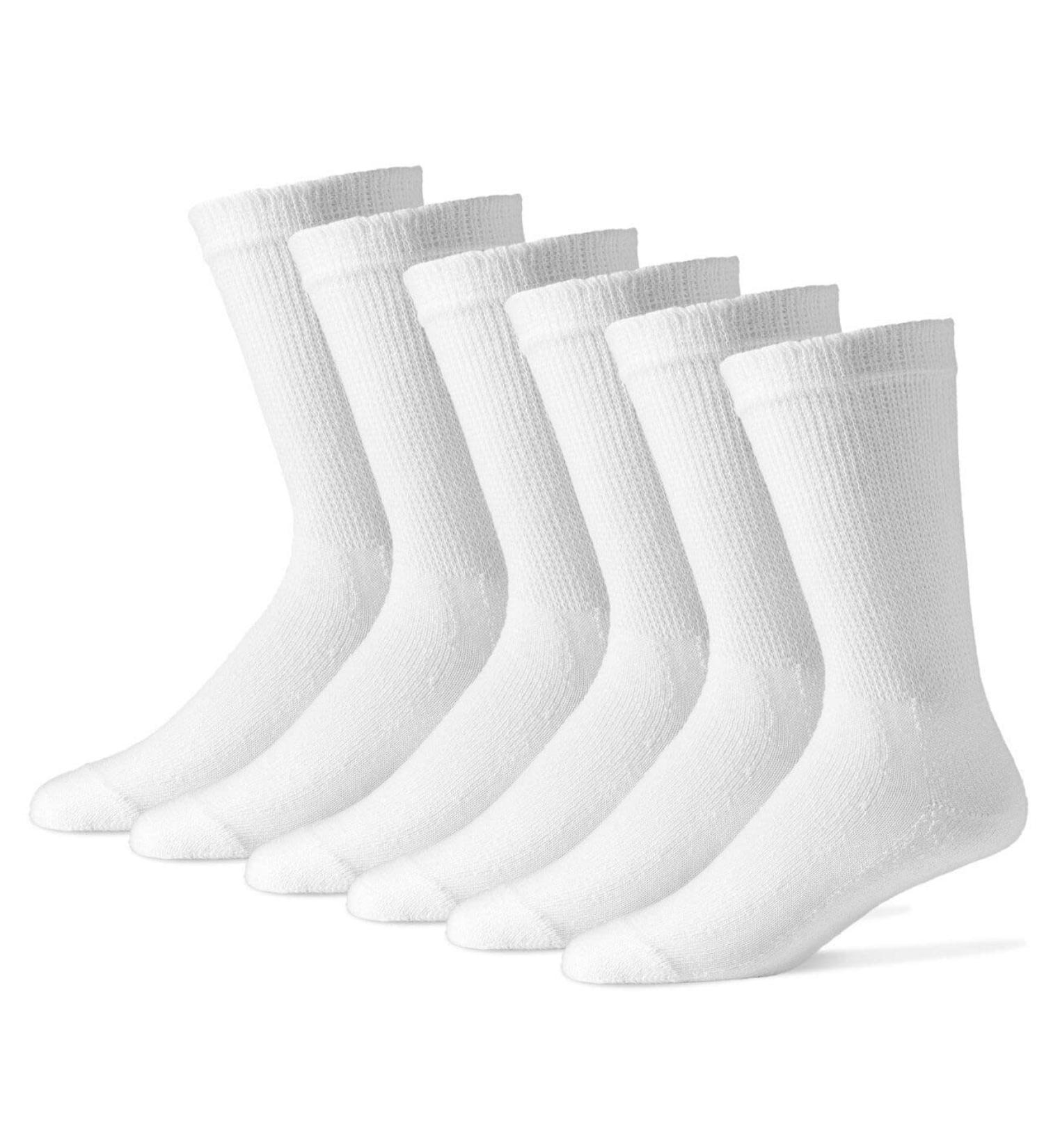 MDR Diabetic Socks Crew Length 12 Pairs - Non-Binding Wide Top, Full Sole Support - Made in USA - 9-11 White - Buy Online on GoSupps.com
