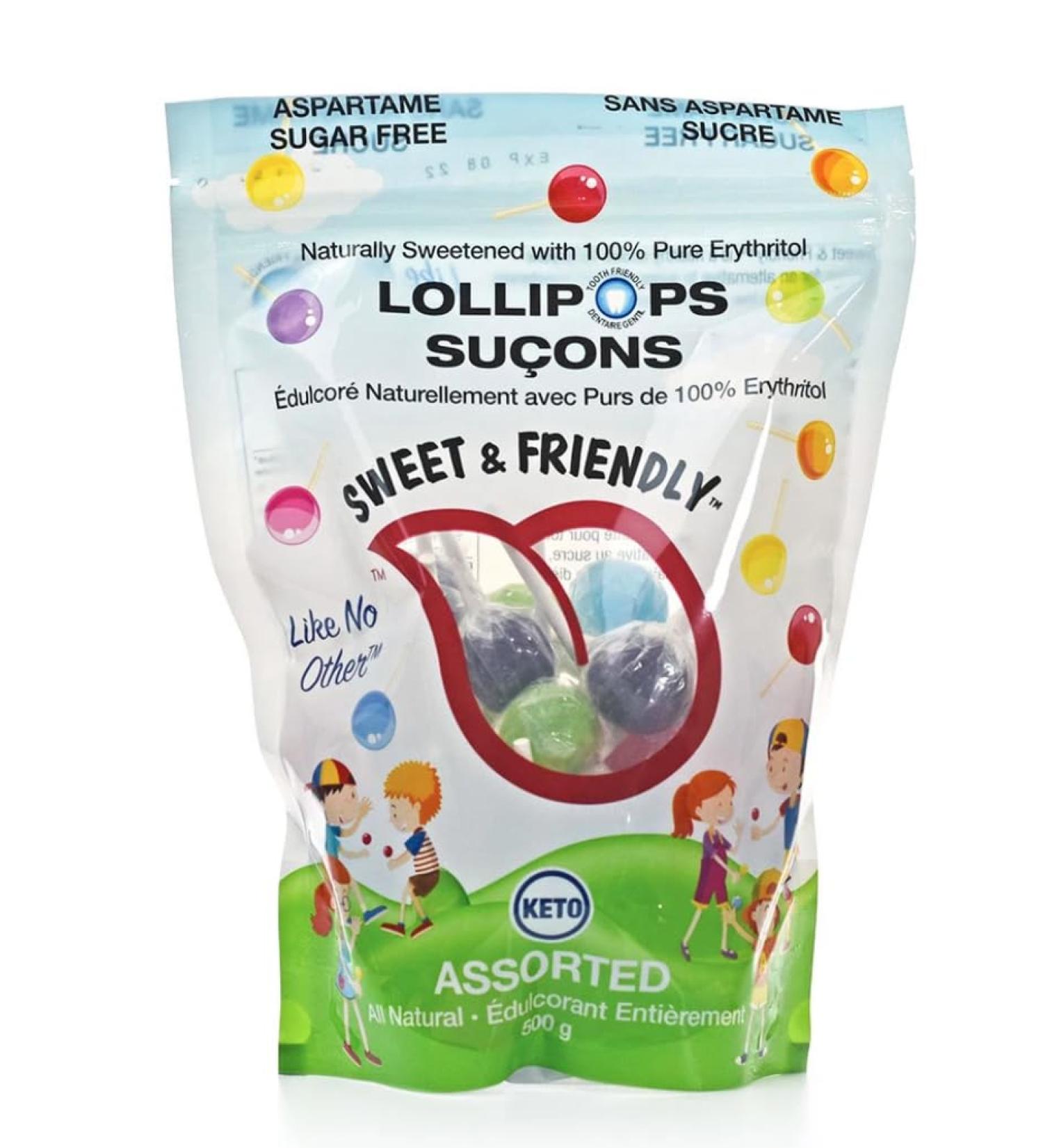 ASSORTED LOLLIPOPS 800 GR BAG - VEGAN AND KETO - SUGAR FREE - TOOTH FRIENDLY - ALL NATURAL - Buy Online on GoSupps.com