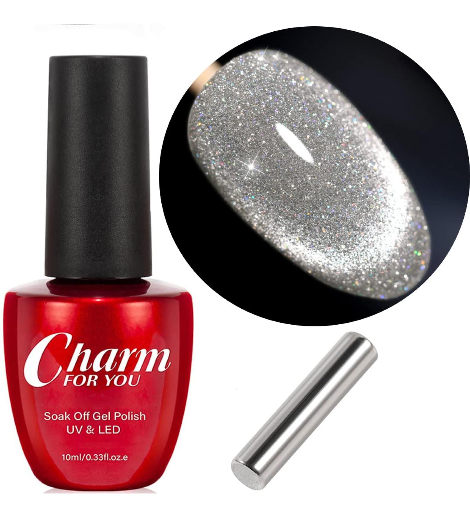 VERONNI Reflective Diamond Cat Eye Gel Nail Polish - Silver Glitter Bungee Nail Gel E-01 - Buy Online on GoSupps.com