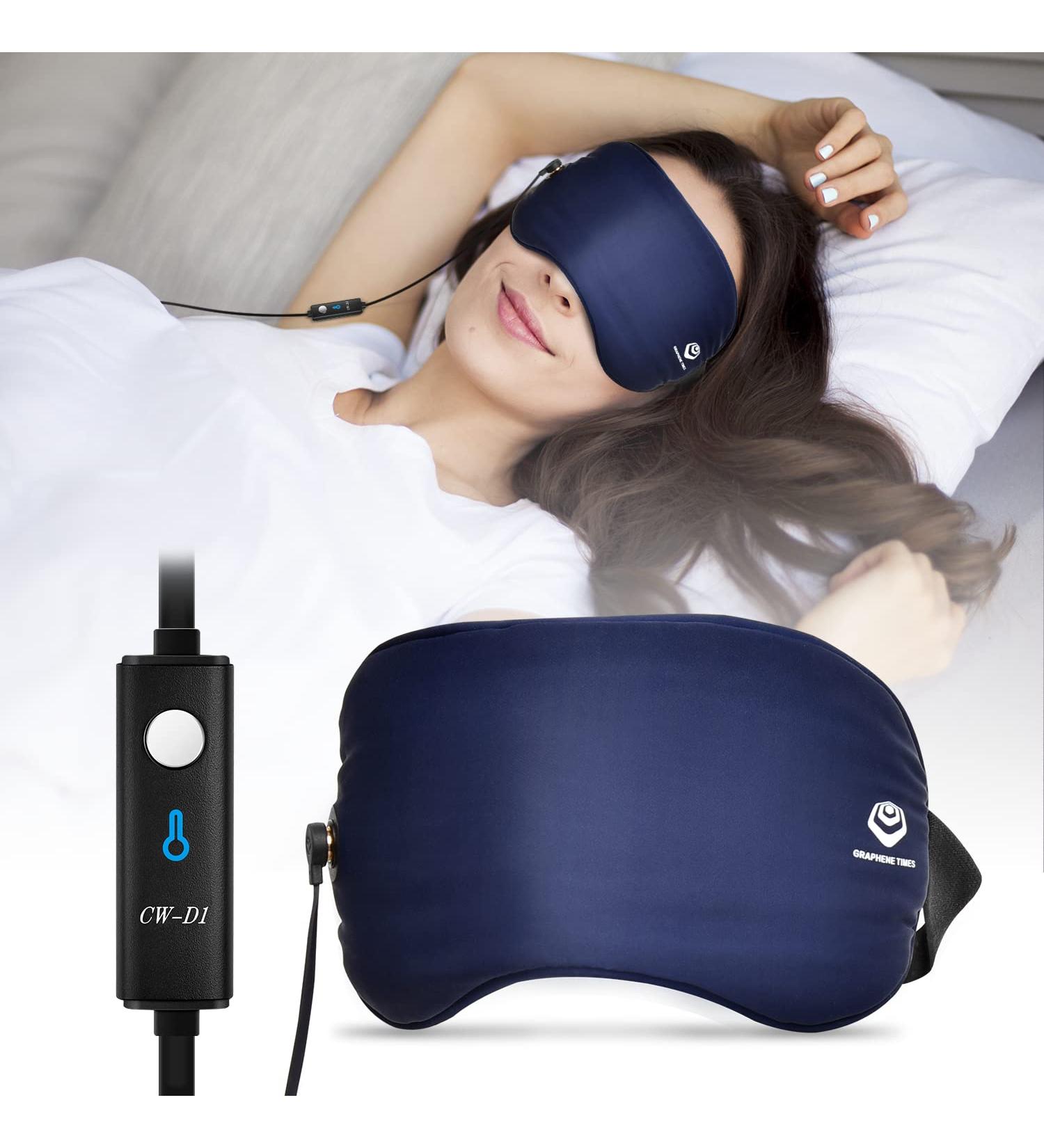Heated Eye Mask for Dry Eyes - 100% Silk Sleep Mask with Adjustable Temp and USB Port for Puffy Eye Relief - Electric Dry Eye Relief Mask in Blue Color - Buy Online on GoSupps.com