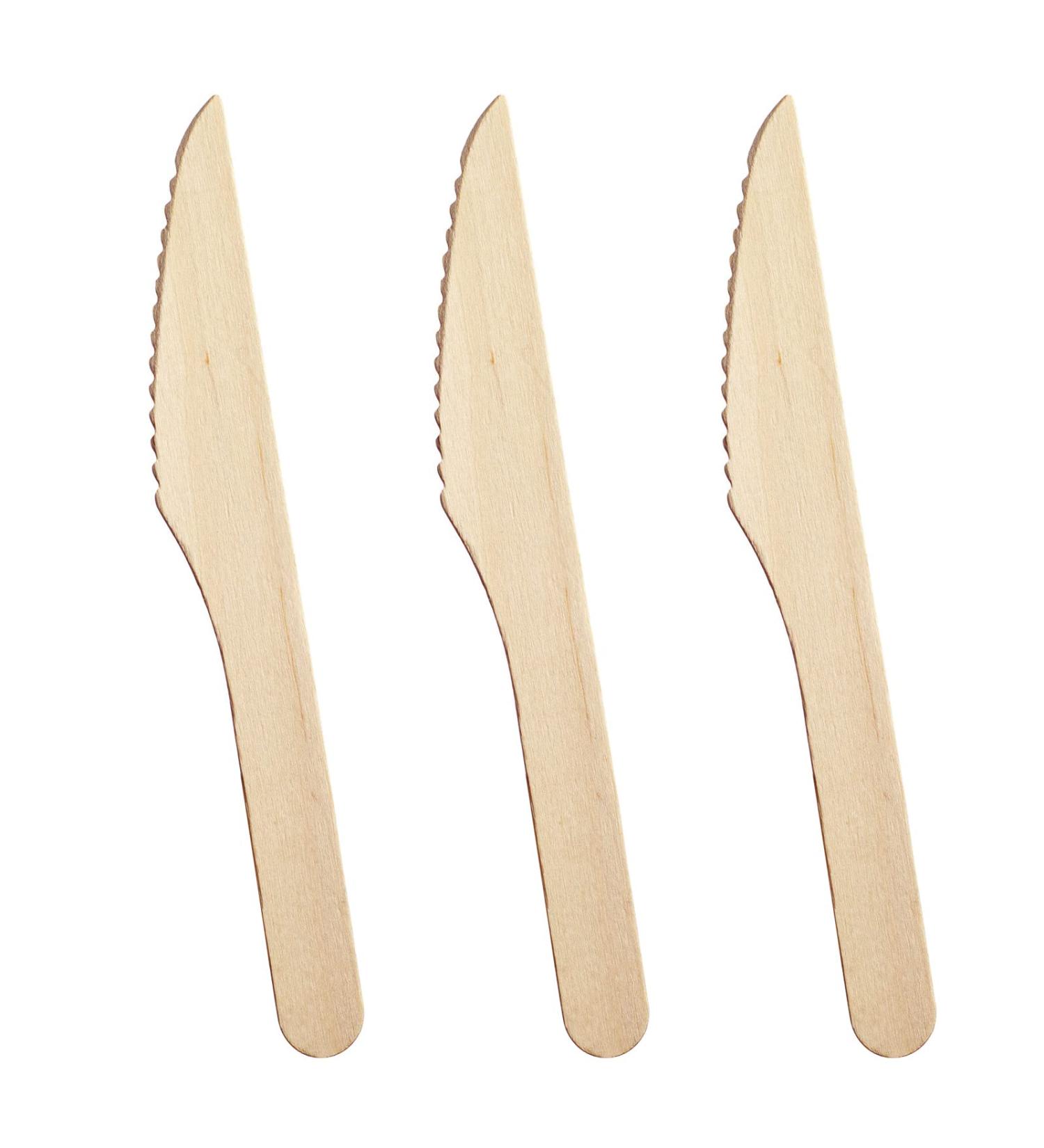 Blue Top 100pcs Disposable Wooden Cutlery Knives 6.6 Inch - Eco-Friendly & Biodegradable Utensils for Events, Camping, and Picnics - Buy Online on GoSupps.com
