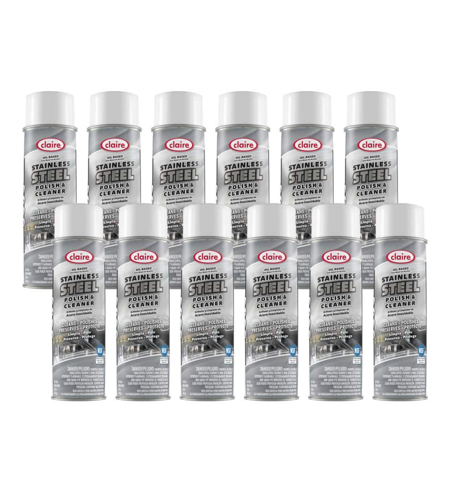 Claire CL841-12pk Oil Based Stainless Steel Polish & Cleaner - 15 Oz 12 Count | International Shipping Available - Buy Online on GoSupps.com