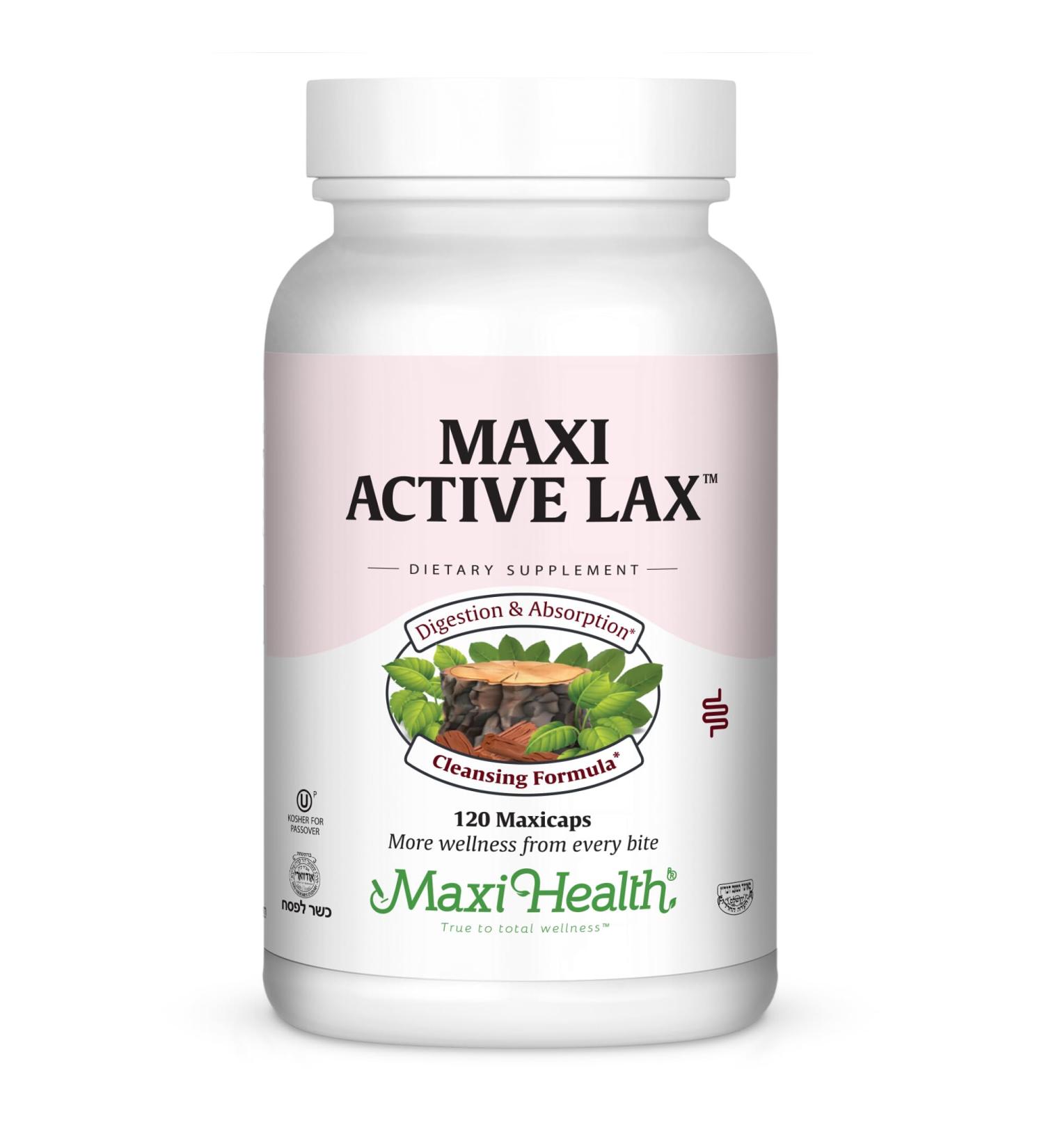 Maxi Health Active Lax - Laxative Support Capsules 120 Count - Kosher for Passover