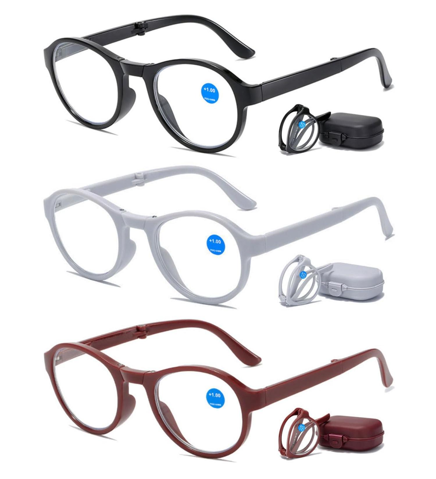 Vevesmundo Blue Light Filter Folding Reading Glasses Compact Stylish & Portable 3-Piece Set for Men & Women - Buy Online on GoSupps.com