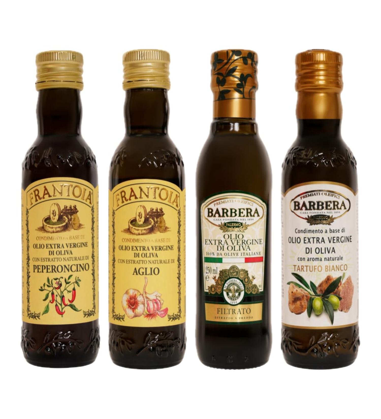 Barbera Frantoia - Extra Virgin Olive Oil - Chilli Flavoured - Garlic - Truffle - 4 x 250ml - Buy Online on GoSupps.com