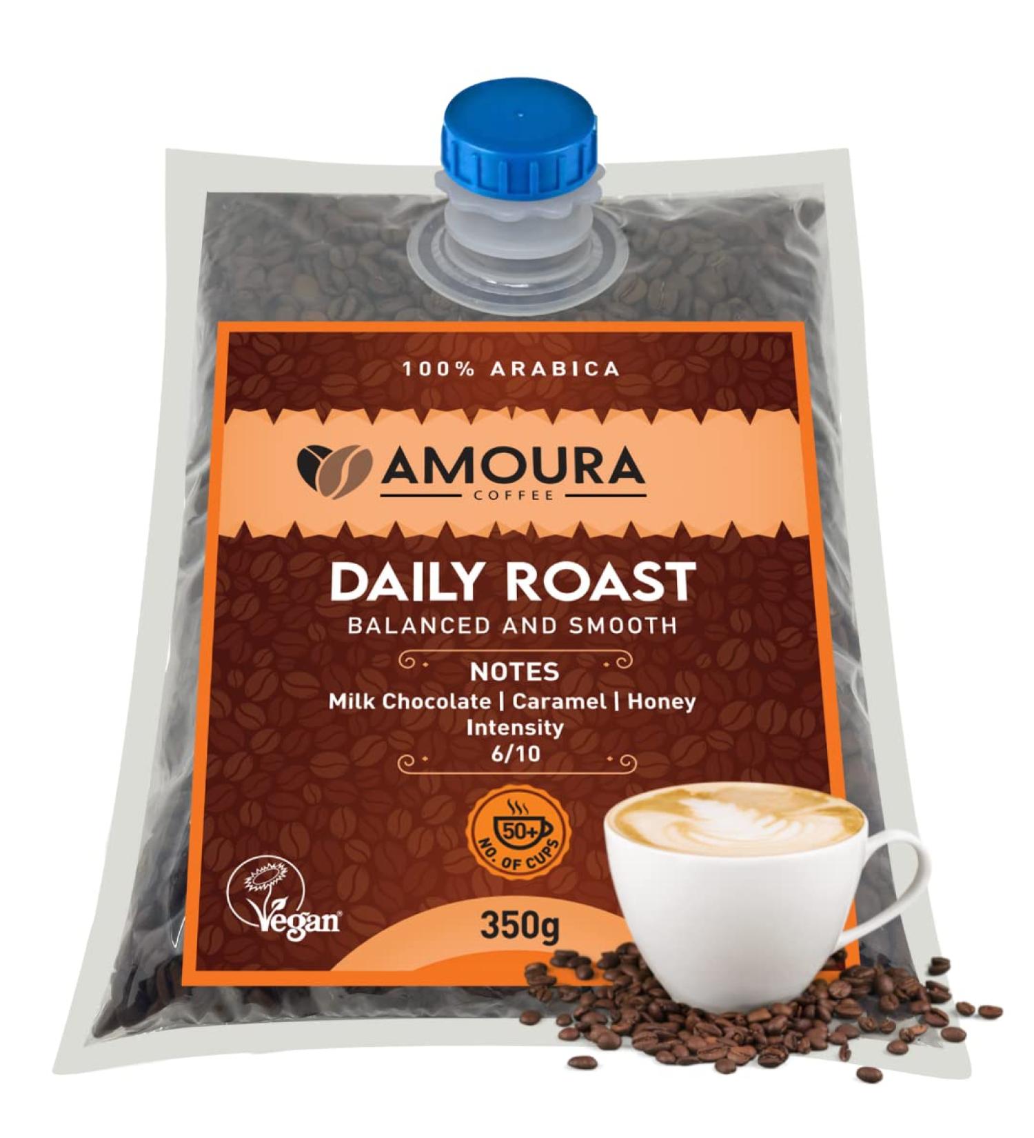 Hand Roasted Dark Coffee Beans | Delicious Flavour and Rich Aroma | Premium Quality Arabica Beans | Freshly Roasted 50+ Cups (350g) by Amoura Coffee Amoura Coffee Beans 350 g (Pack of 1) - Buy Online on GoSupps.com