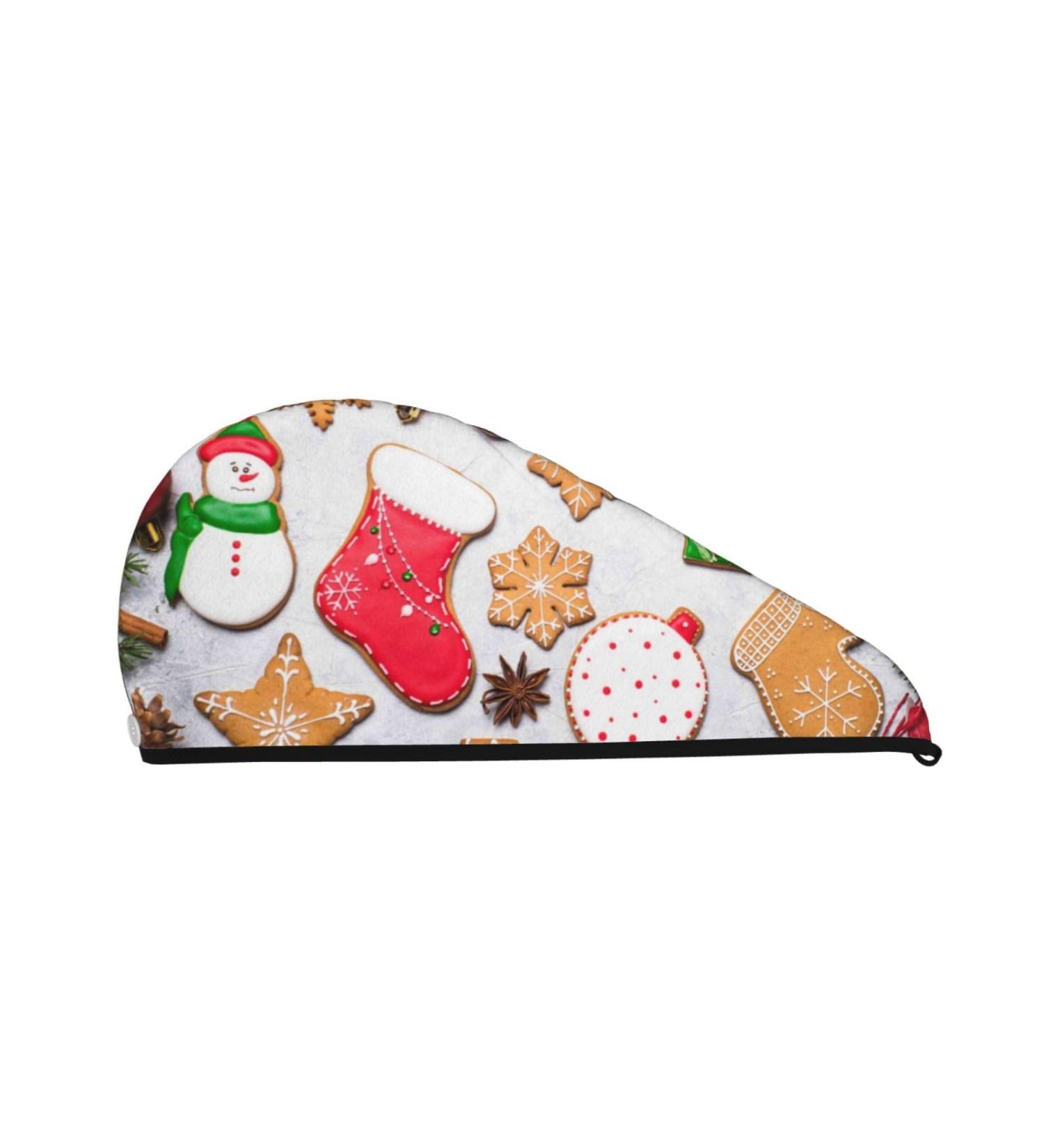 Christmas Gingerbread Cookies Microfiber Hair Towel | Soft Super Absorbent Coral Velvet Wrap for All Hair Types - Buy Online on GoSupps.com