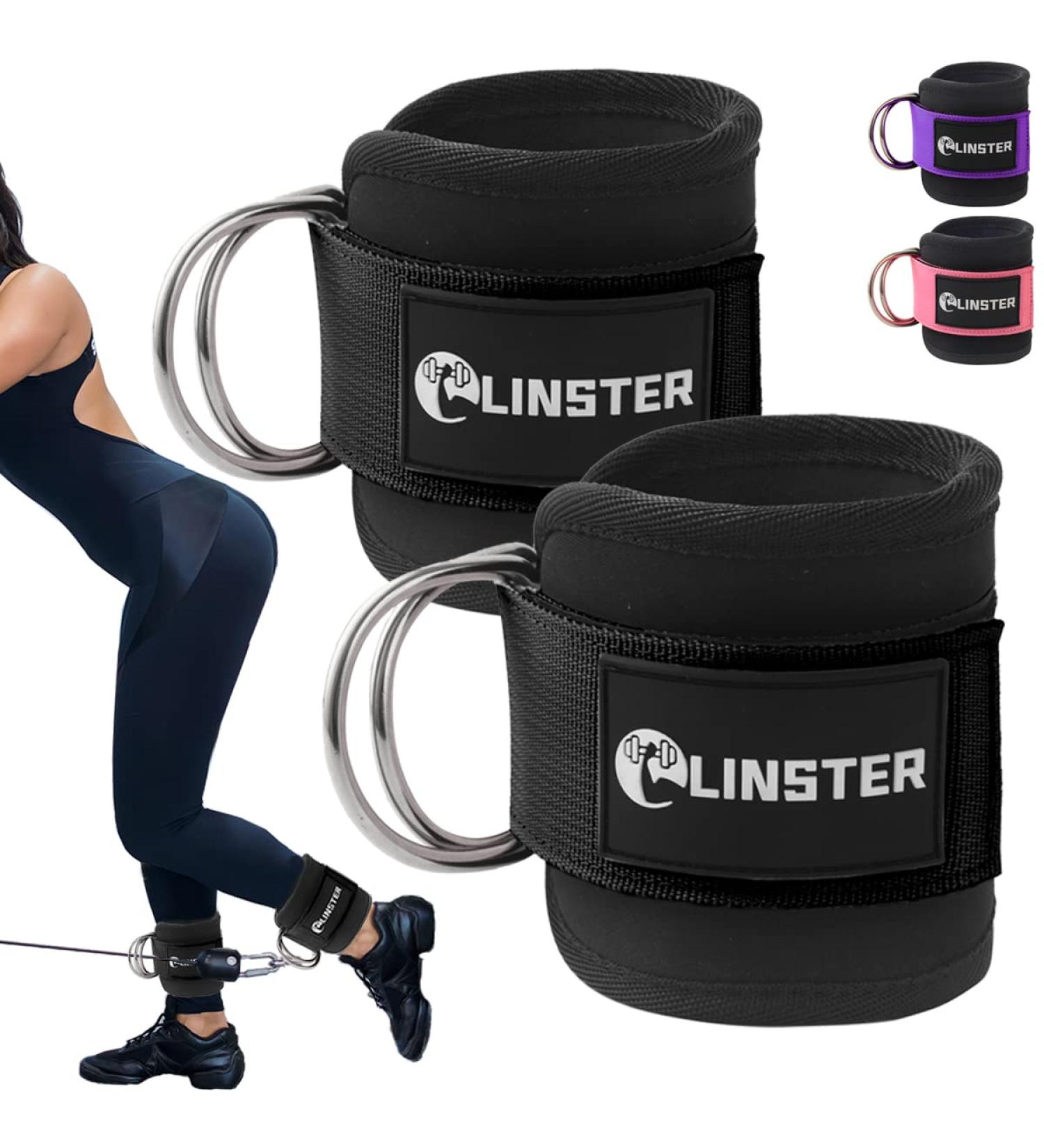 Linster Foot Loops Cable Pull - 2-Piece Fitness Training Set | D-Ring Neoprene Foot Cuffs for Gym Leg Extensions & Glute Workouts - Buy Online on GoSupps.com