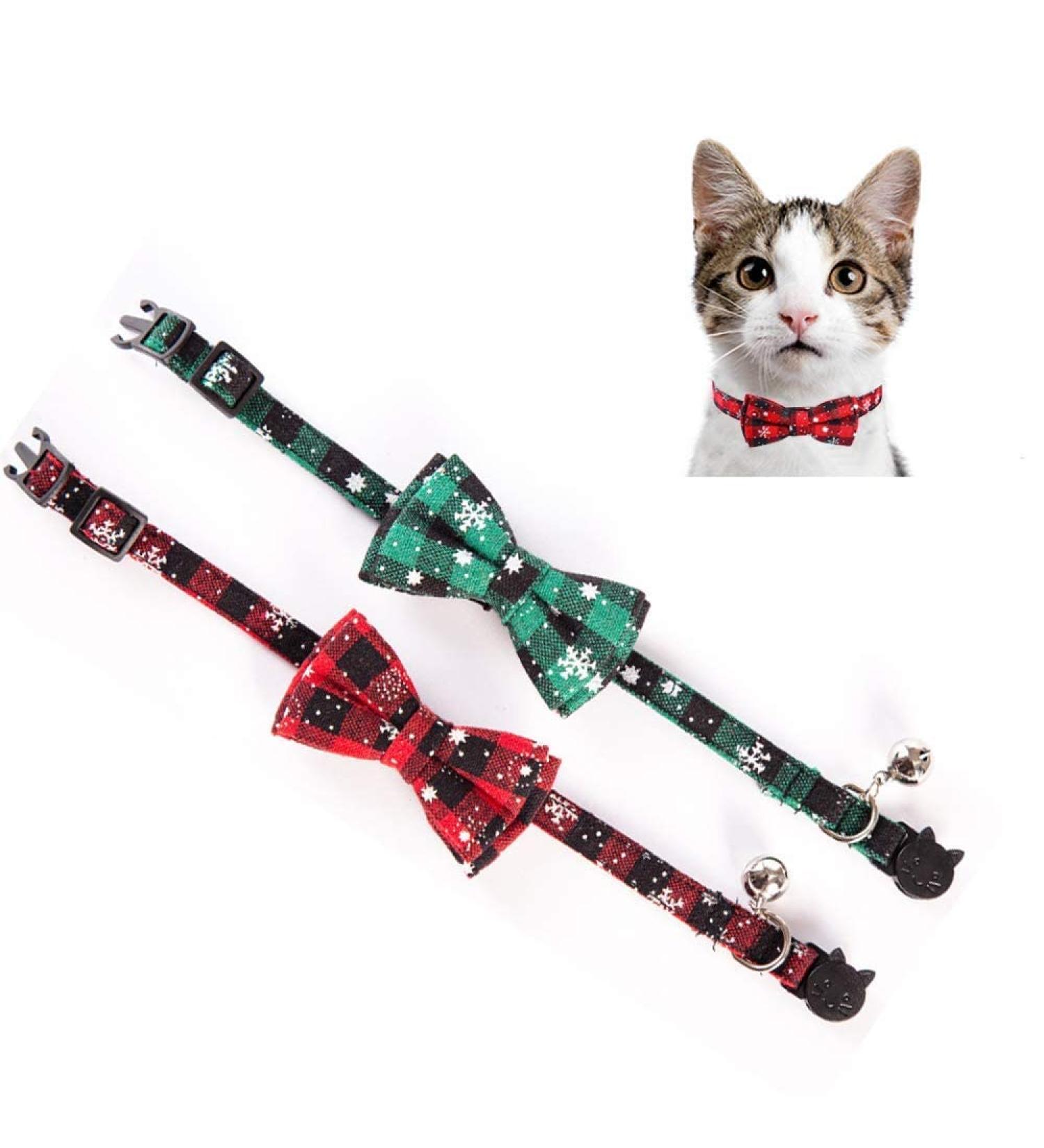 Buy Removable Fly Christmas Cat Collars - Cute Checked Pattern Adjustable and Durable for Cats & Small Dogs - 2 Pack - Buy Online on GoSupps.com