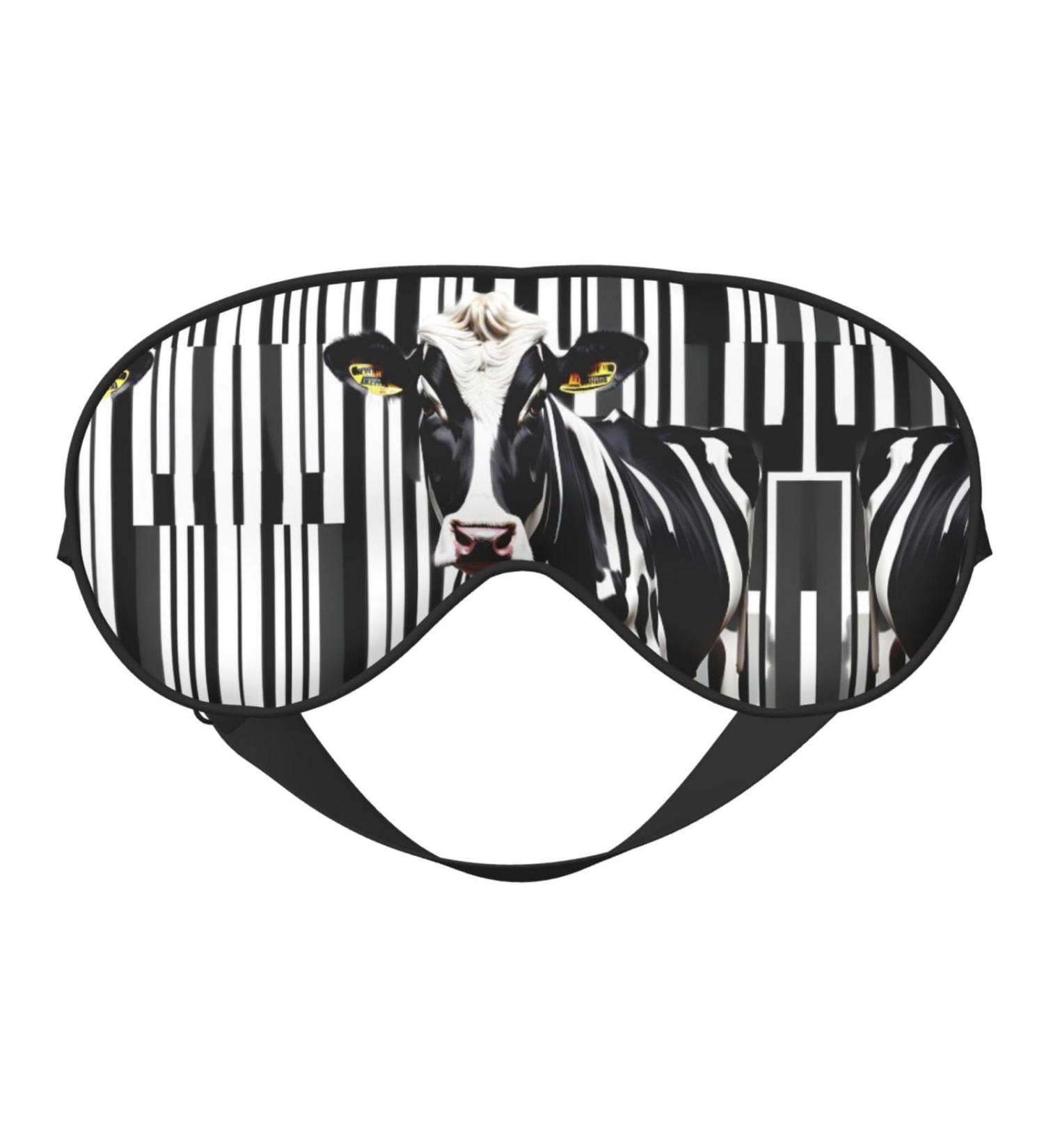 Black White Milk Cow Sleep Mask | Adjustable Soft Blindfold for Relaxation Travel & Meditation - Buy Online on GoSupps.com