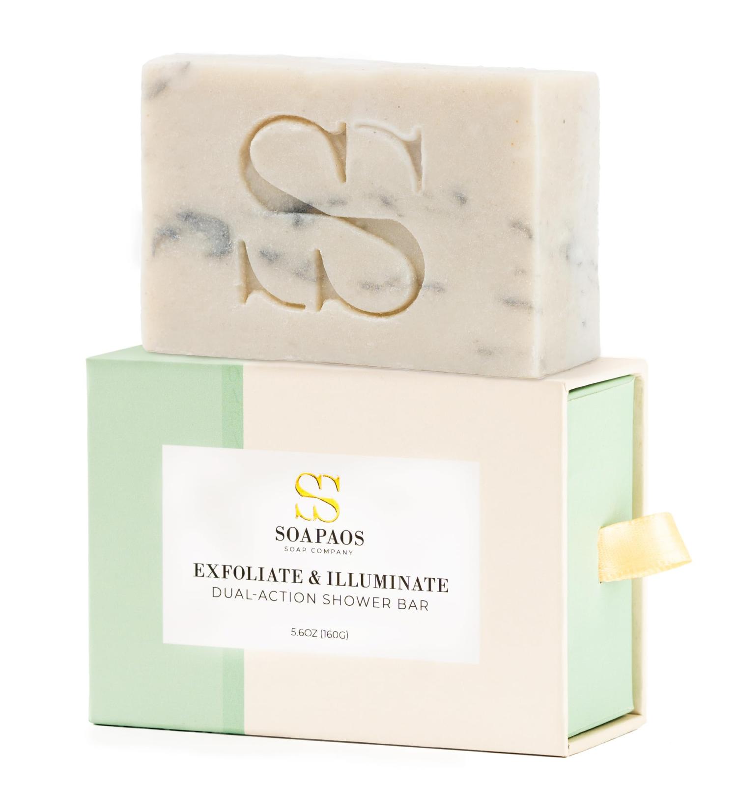 All Natural Vegan Shower Bar Soap - Moisturizing & Exfoliating with Pumice Zeolite Kaolin Camellia & Sunflower Oils - International Shipping Available - Buy Online on GoSupps.com