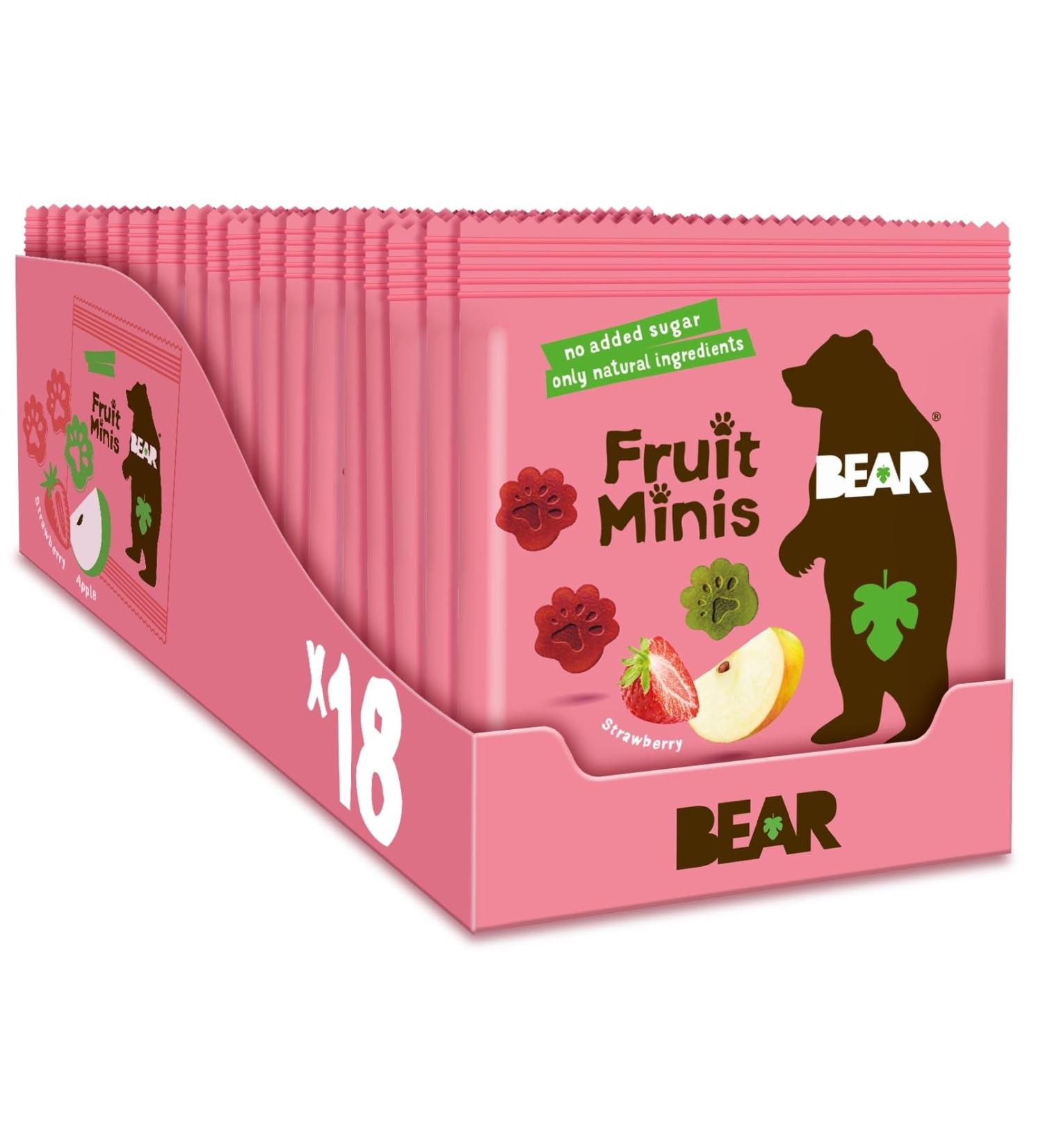 BEAR Strawberry & Apple Paws - Real Fruit Snack for 12+ Months - Healthy & Delicious - 18x20g - Buy Online on GoSupps.com