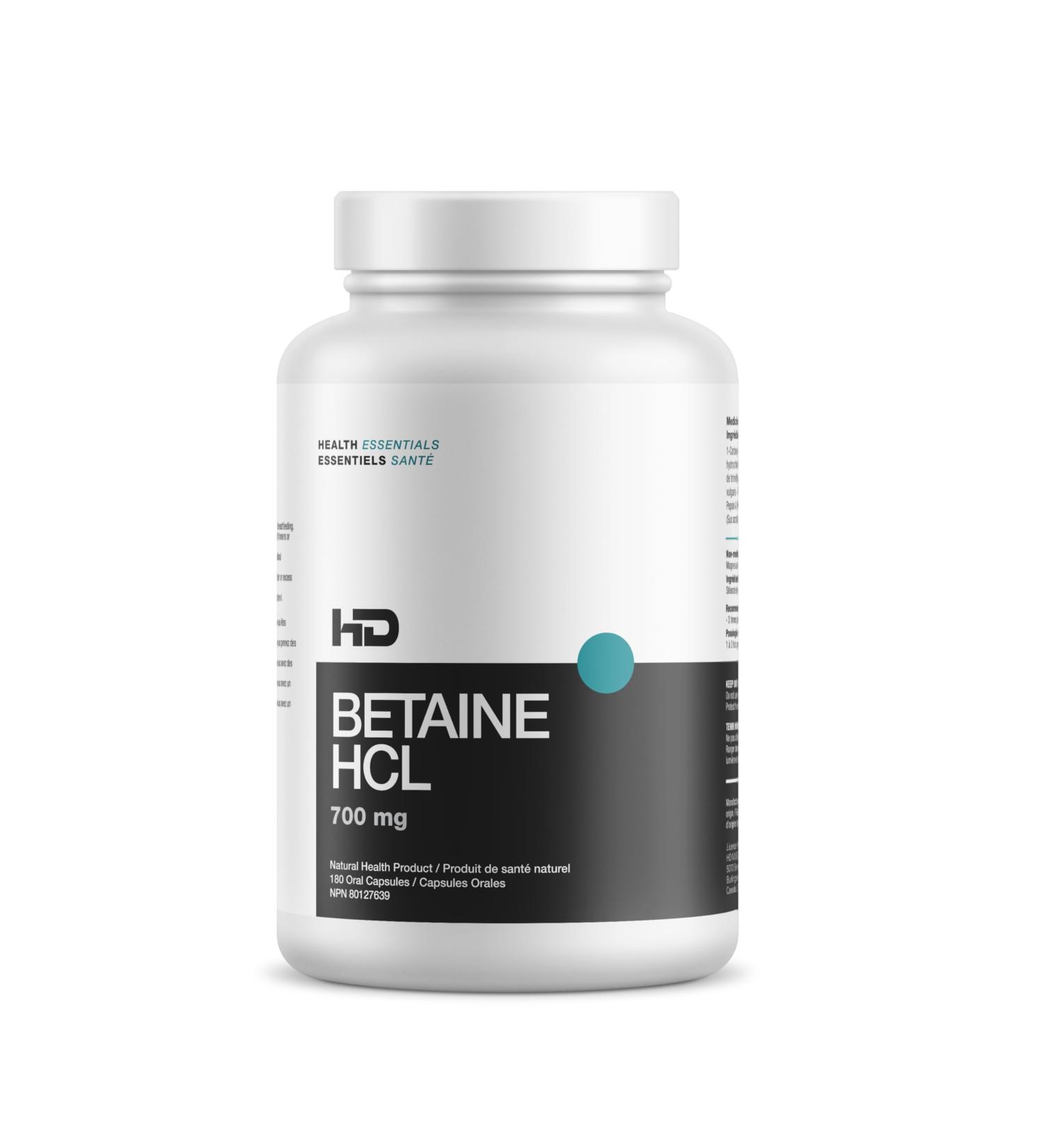 HD MUSCLE Betaine HCL Capsules | 700mg Betaine HCL & 50mg Pepsin A | Digestive Enzyme Supplement Supports Digestive Health Improves Protein Digestion & Absorption | 180 Capsules Betaine HCL 180 count (Pack of 1)