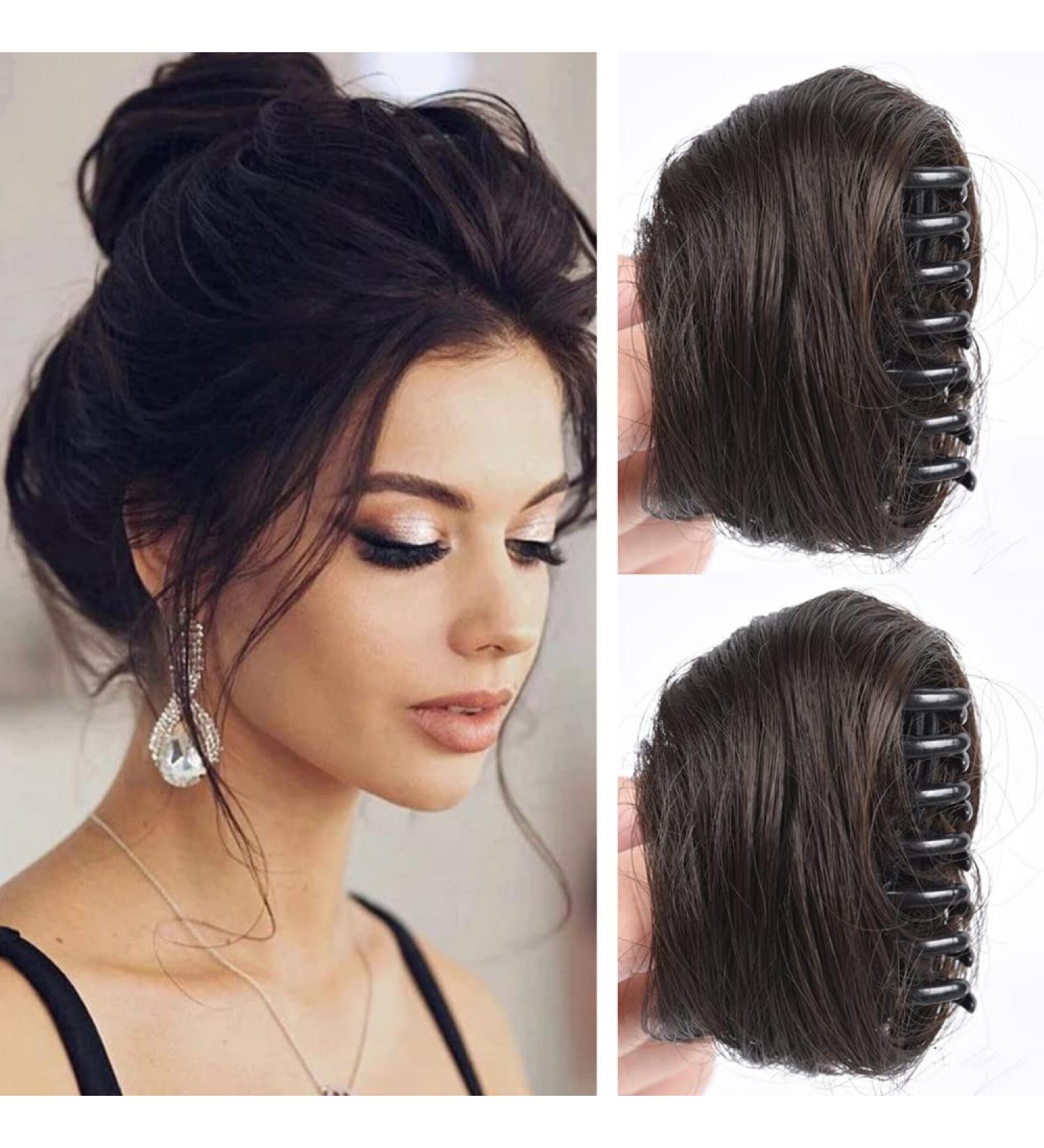2 PC Mini Claw Bun Clips - Fake Hair Space Buns for Effortless Messy Updos | Claw Clip Extensions & Wig Accessories - Buy Online on GoSupps.com