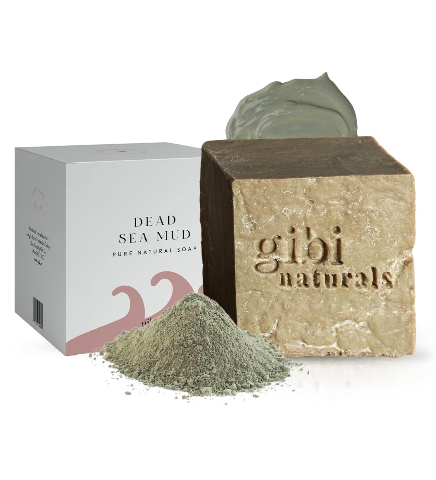 GIBI Dead Sea Mud Soap Bar - 7.06 Oz Moisturizing Natural Soap for Face & Body - Hydrates & Nourishes All Skin Types - Buy Online on GoSupps.com