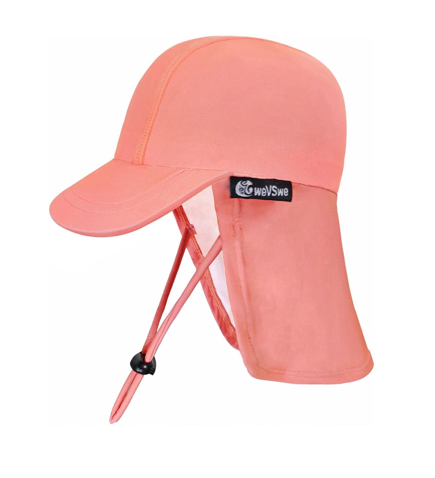weVSwe Baby Toddler Sun Hat UPF 50+ Swim Cap with Neck Flap and Adjustable Straps - Orange (12-24 Months) - Buy Online on GoSupps.com