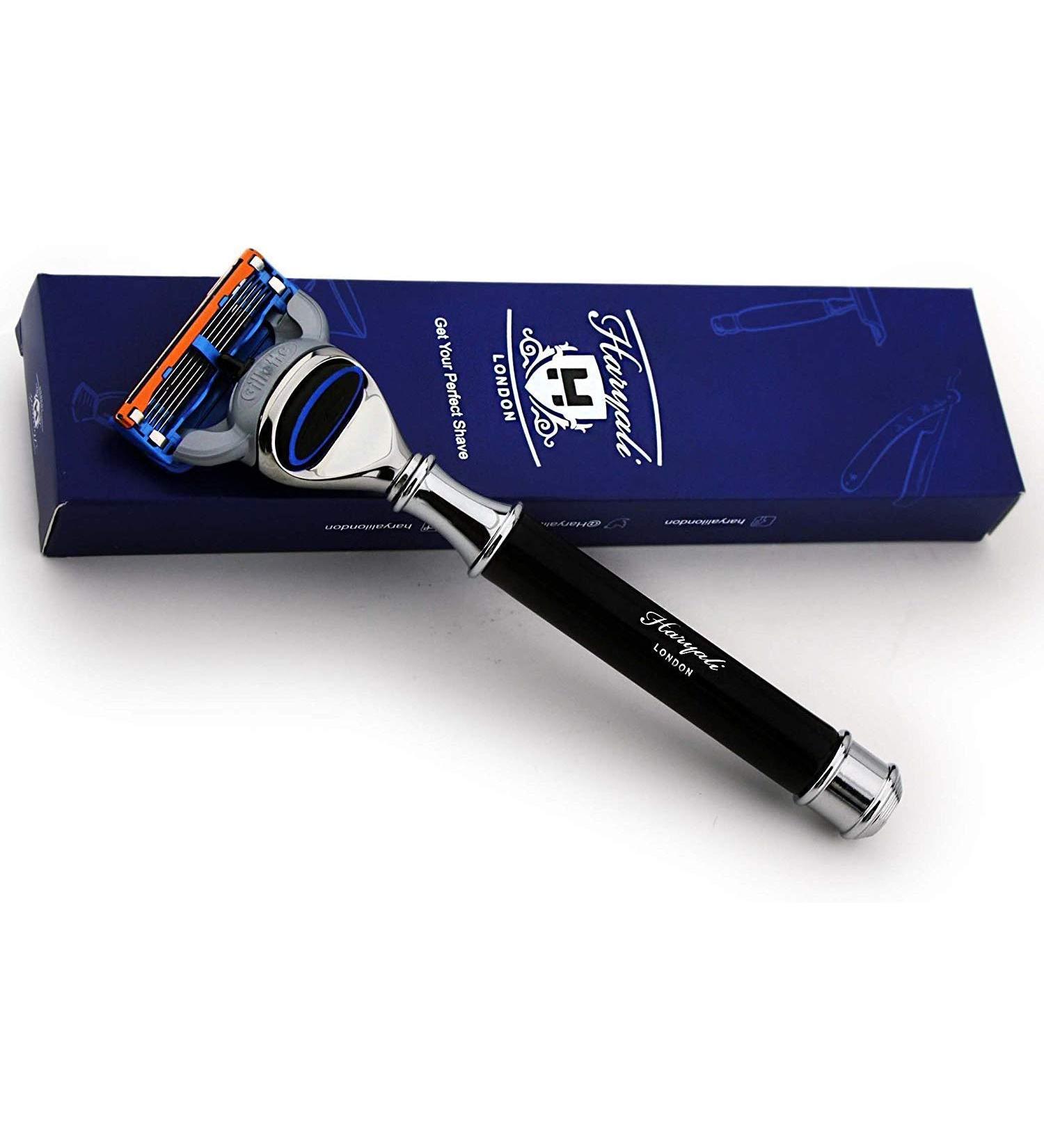 Razor with 5 blades black resin handle suitable for all razors suitable for wet shaving