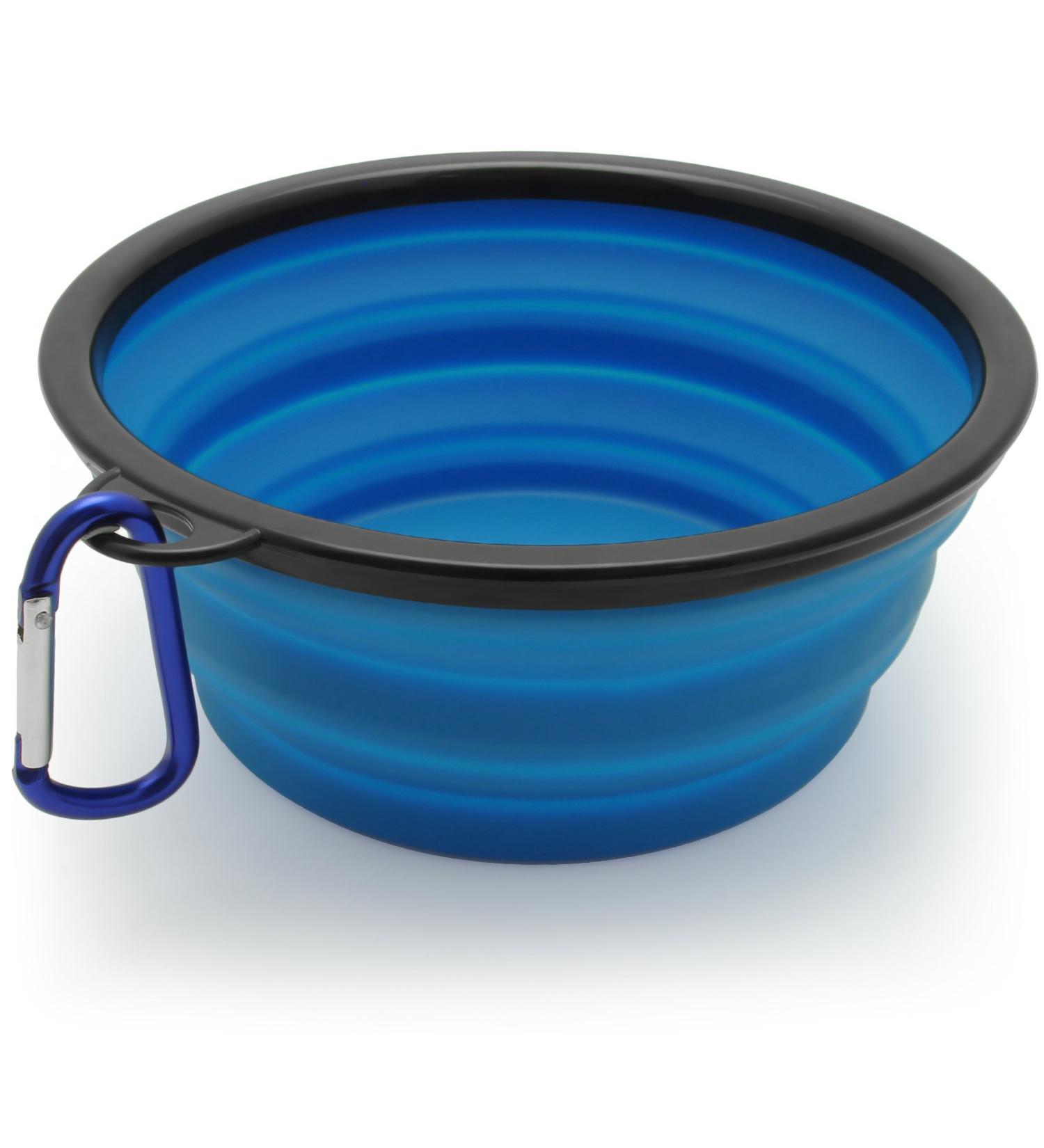 iGadgitz Home Large Foldable Travel Silicone Dog Bowl Food Water Feeding Portable Dish for Pet (Blue) - Buy Online on GoSupps.com