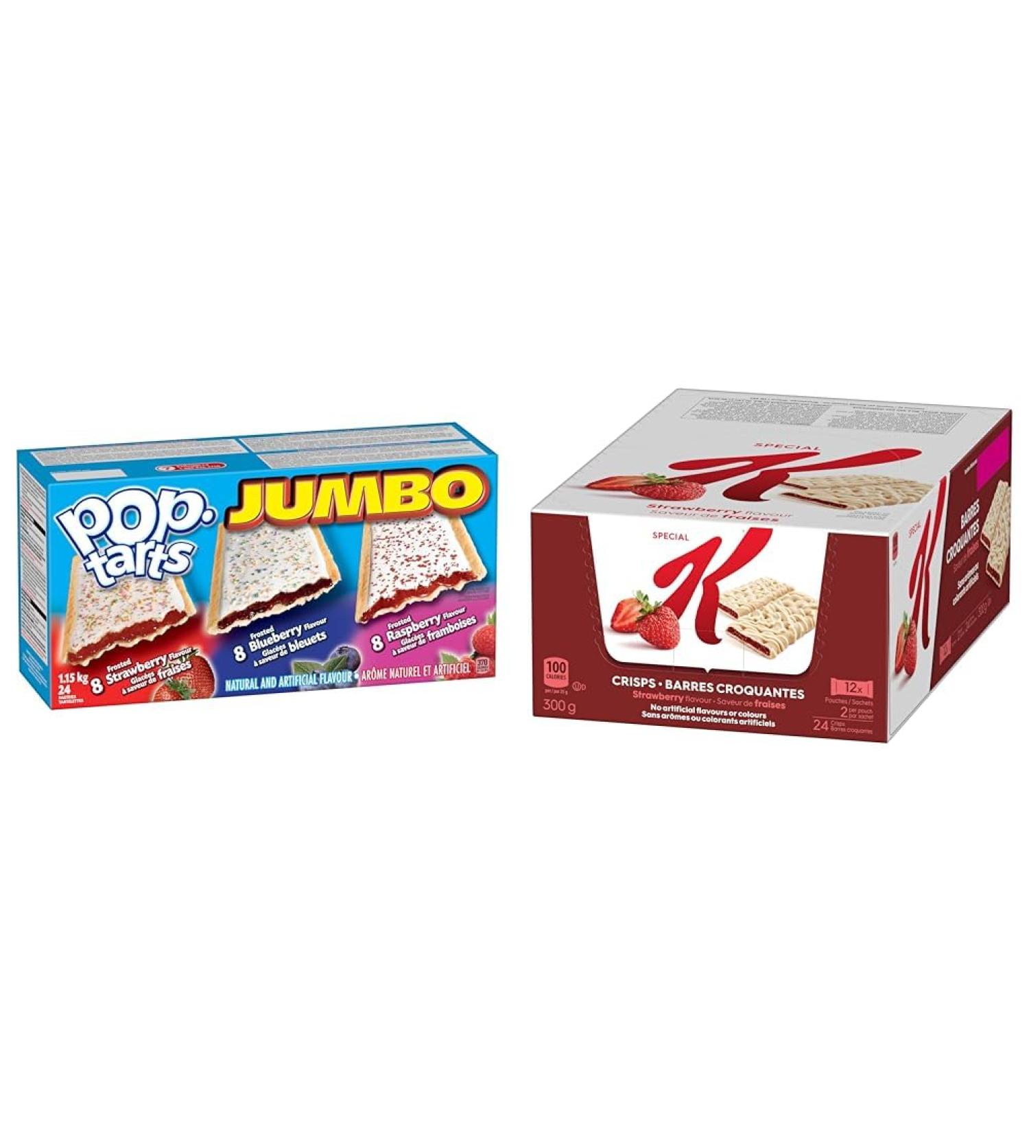 Kellogg's PopTarts Jumbo 24-Count 1.2kg & Special K Fruit Crisps Strawberry Flavour Caddy 24 bars 2 bars per pouch Pastry + Crisps - Buy Online on GoSupps.com