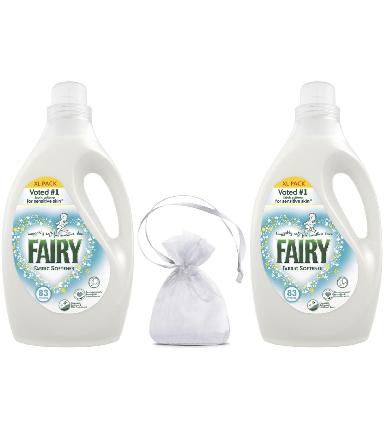 Fairy Original Fabric Softener 83washes 2.905L Fabric Conditioner Huggably Soft for Sensitive Skin 2Pk + Our Gift for You: Organza Bag Size: 9x7x0.1cm - Buy Online on GoSupps.com