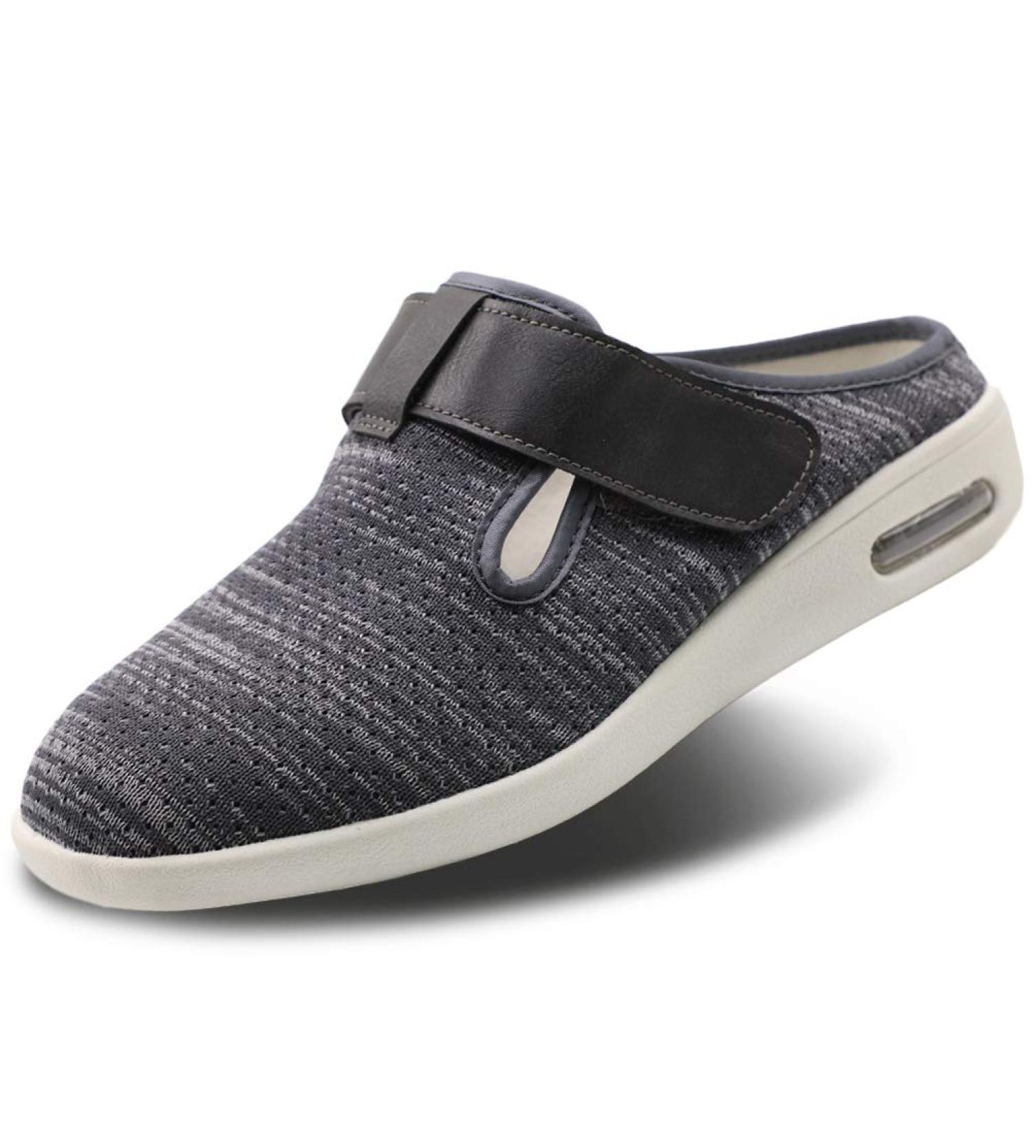 Women's Diabetic Slippers - Wide Width Walking Shoes 9 X-Wide Gray - Adjustable Closures for Edema, Plantar Fasciitis, Bunions, Arthritis, Swollen Feet - Buy Online on GoSupps.com