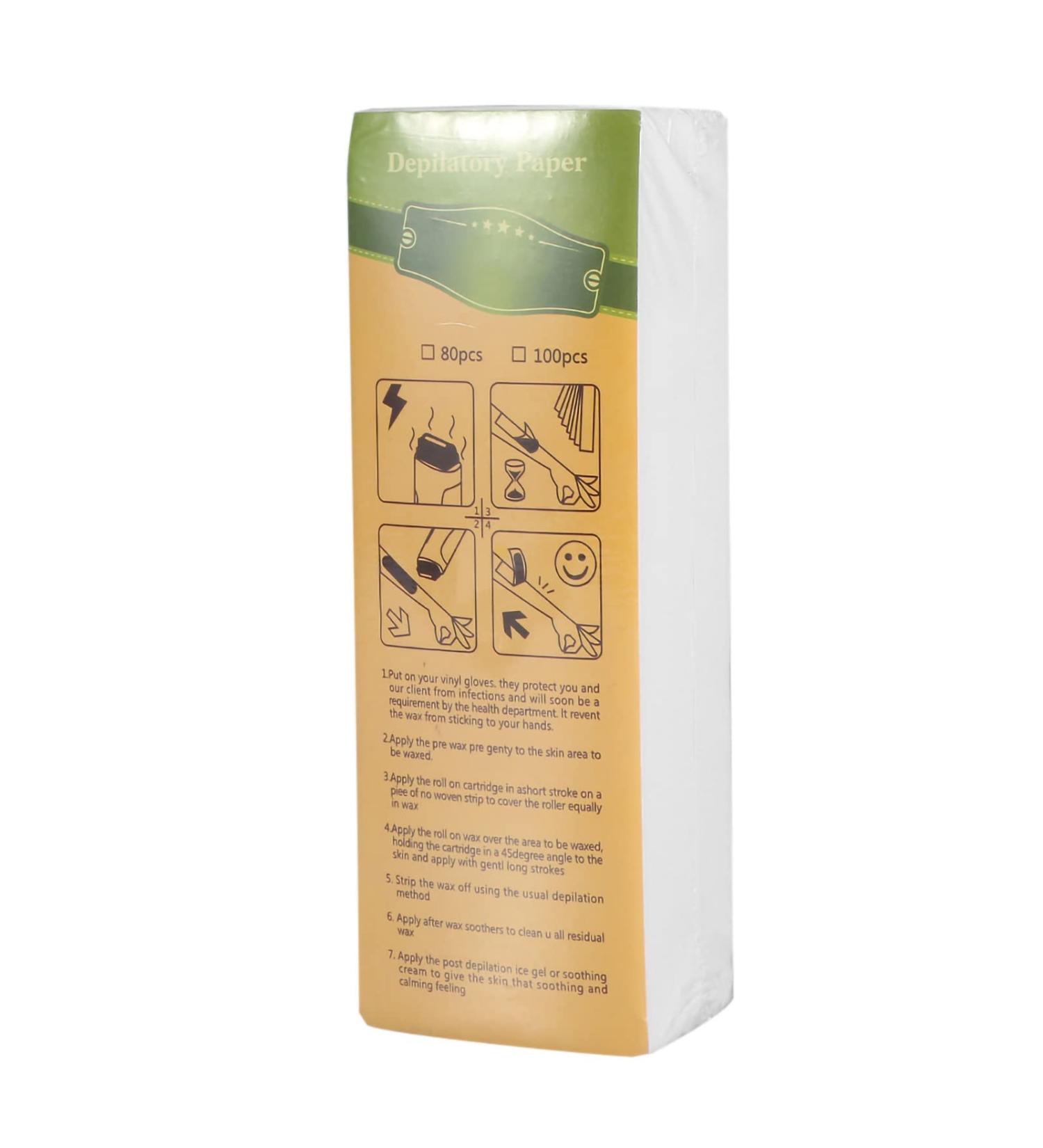 100 Professional Wax Strips for Hair Removal Ideal for Legs Arms & Body | Depilatory Fleece Epilator Paper - Buy Online on GoSupps.com