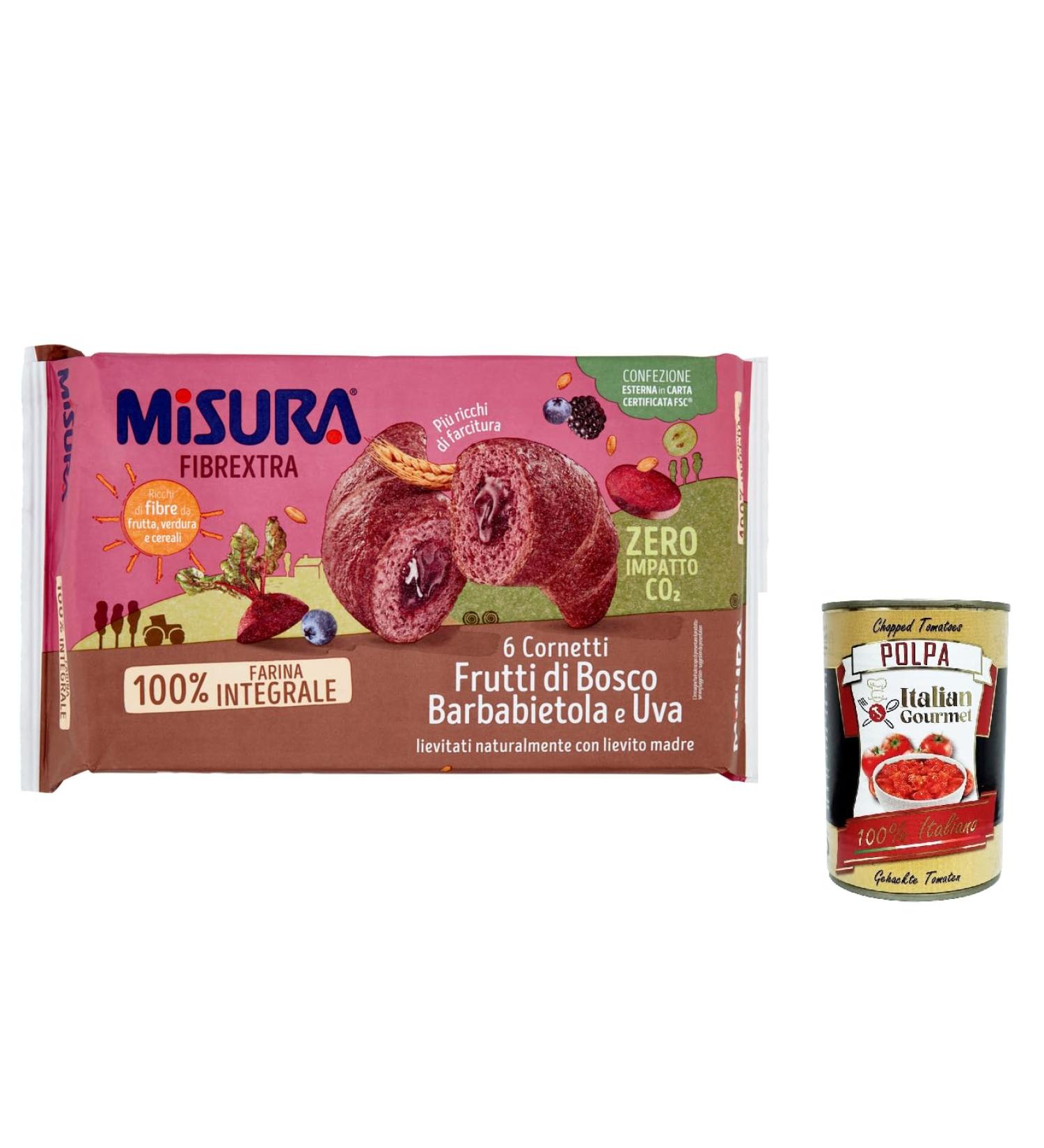  Italian Gourmet E.R. Misura Fibrextra Cornetti Croissant Pack of 3 Berries Red Beetroot and Raisins | 100% Whole Wheat Flour 308g + Gourmet Italian Polpa 400g - Buy Online on GoSupps.com