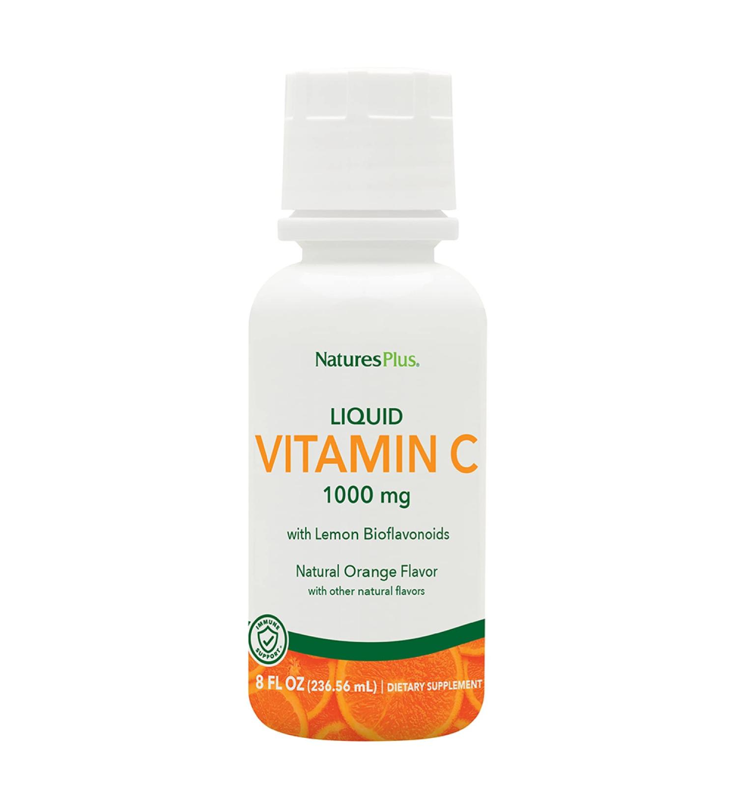 NaturesPlus Liquilicious Vitamin C Liquid 1000mg - 8oz Orange Lemon Bioflavonoids Antioxidant - Vegetarian Gluten-Free - Buy Online on GoSupps.com