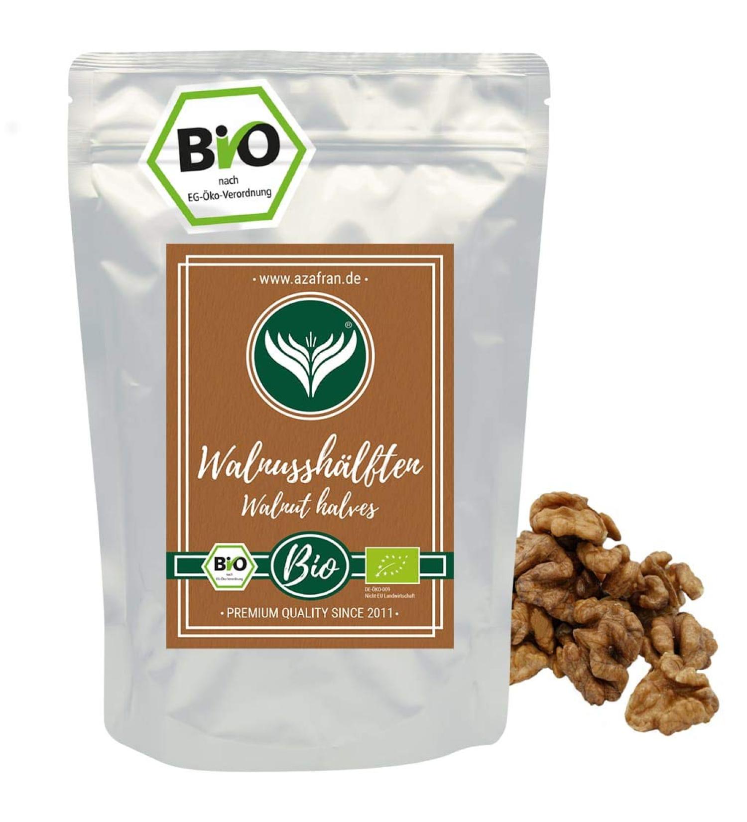 Buy Azafran ORGANIC Walnut Halves 1kg - Premium Peeled Walnuts for Healthy Snacking & Cooking - International Shipping - Buy Online on GoSupps.com