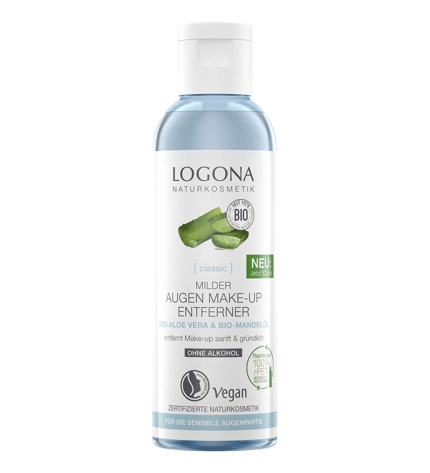 Logona Organic Eye Makeup Remover with Aloe Vera & Almond Oil - 125ml | Gentle, Vegan, Waterproof Makeup Remover - Buy Online on GoSupps.com