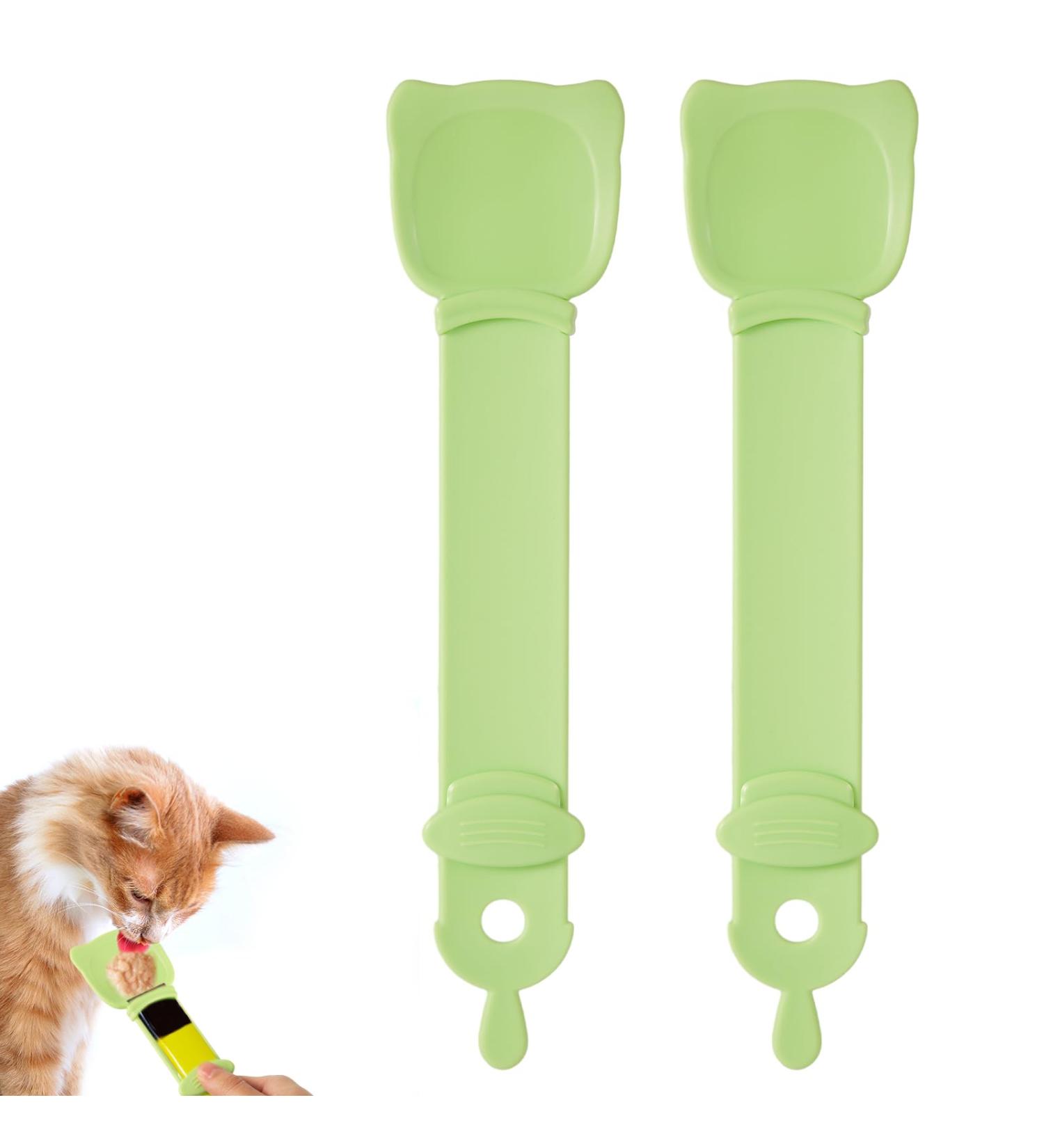 PEUTIER 2pcs Cat Strip Feeders Cute Cat Head Shape Cat Strip Squeeze Spoons Multifunctional 2-in-1 Cat Food Dispenser Cat Strip Spoons Cat Food Spoons for Wet Food Cat Pet Supplies (Green) - Buy Online on GoSupps.com