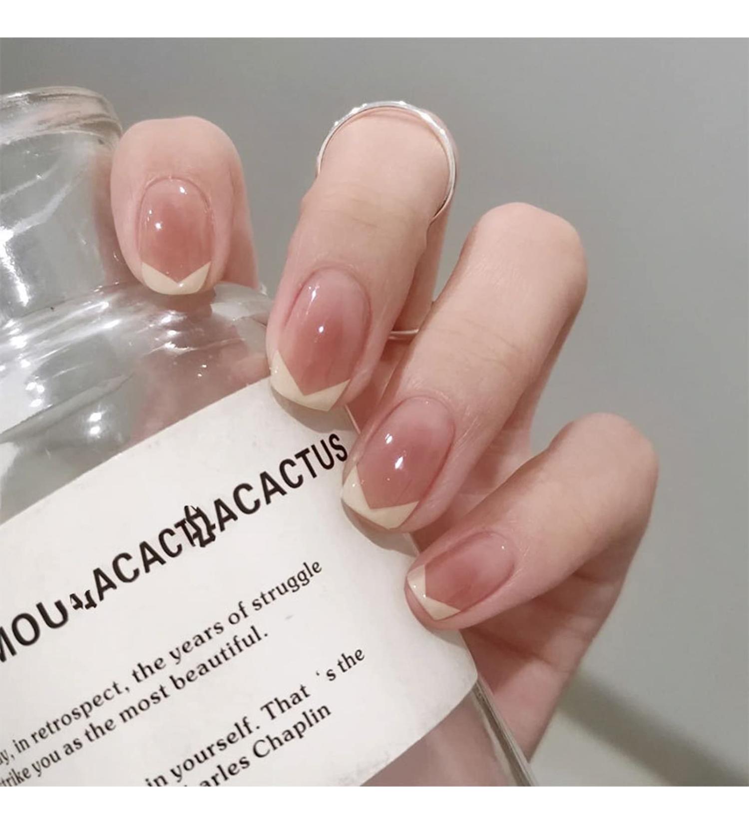 Gradient Brown French False Nails - Short 24Pcs Press On Square Acrylic Tips for Women - Buy Online on GoSupps.com