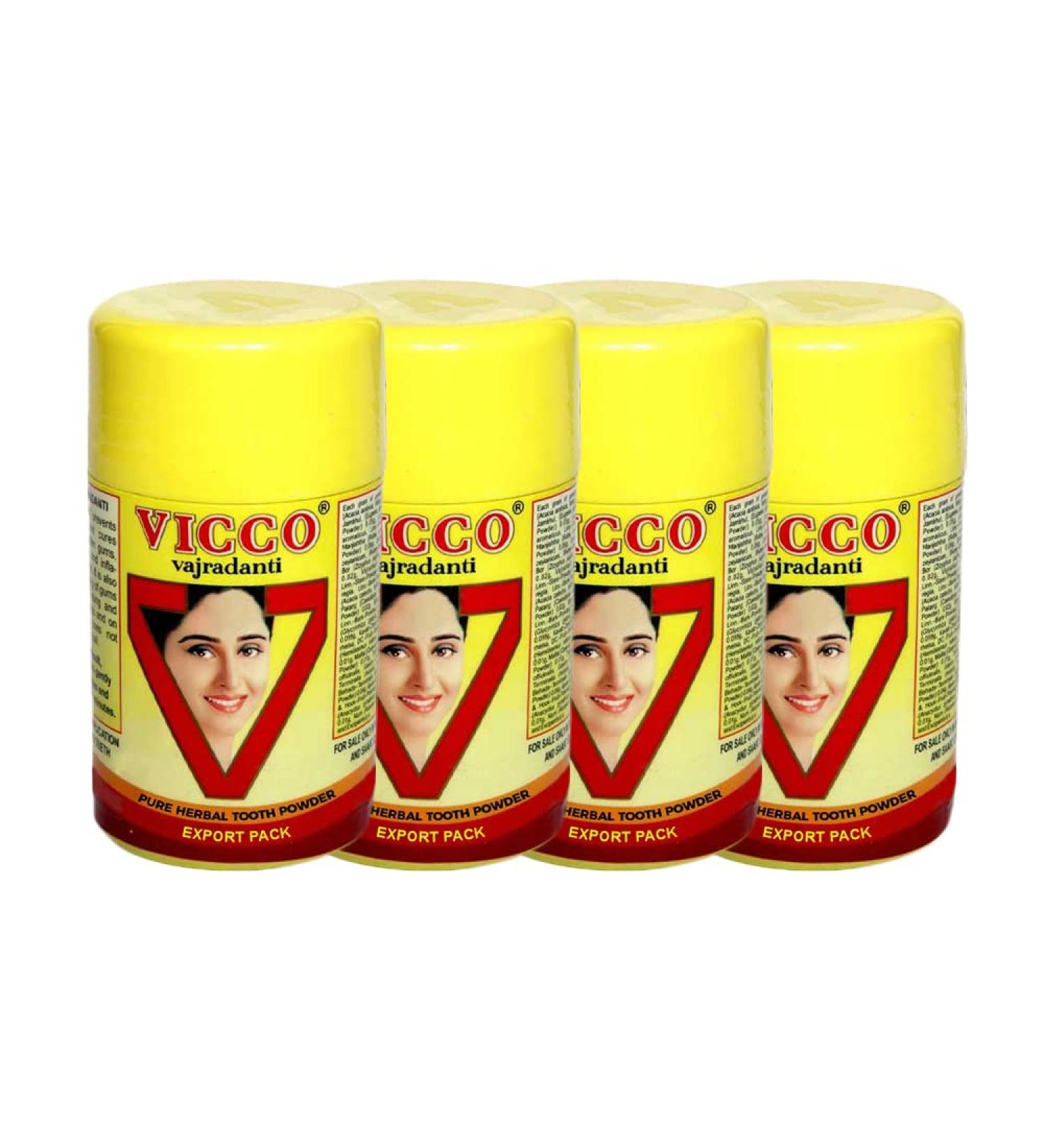 Vicco Vajradanti Pure Herbal Toothpowder - Pack of 4 (100g Each) | Behal International - Buy Now for International Shipping - Buy Online on GoSupps.com