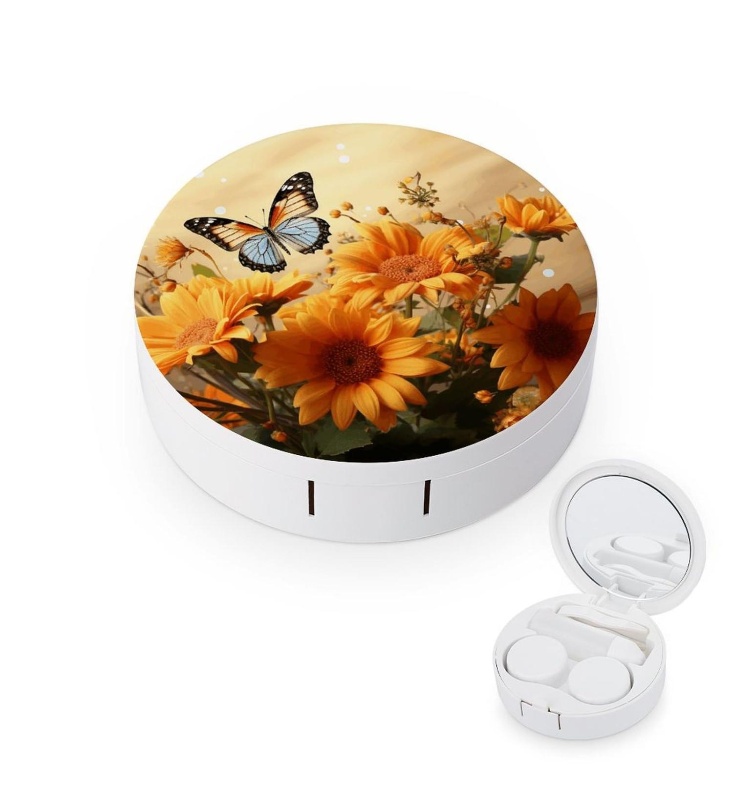 Buy Cute Sunflower & Butterfly Print Contact Lens Case | Travel & Care Box for International Shipping - Buy Online on GoSupps.com