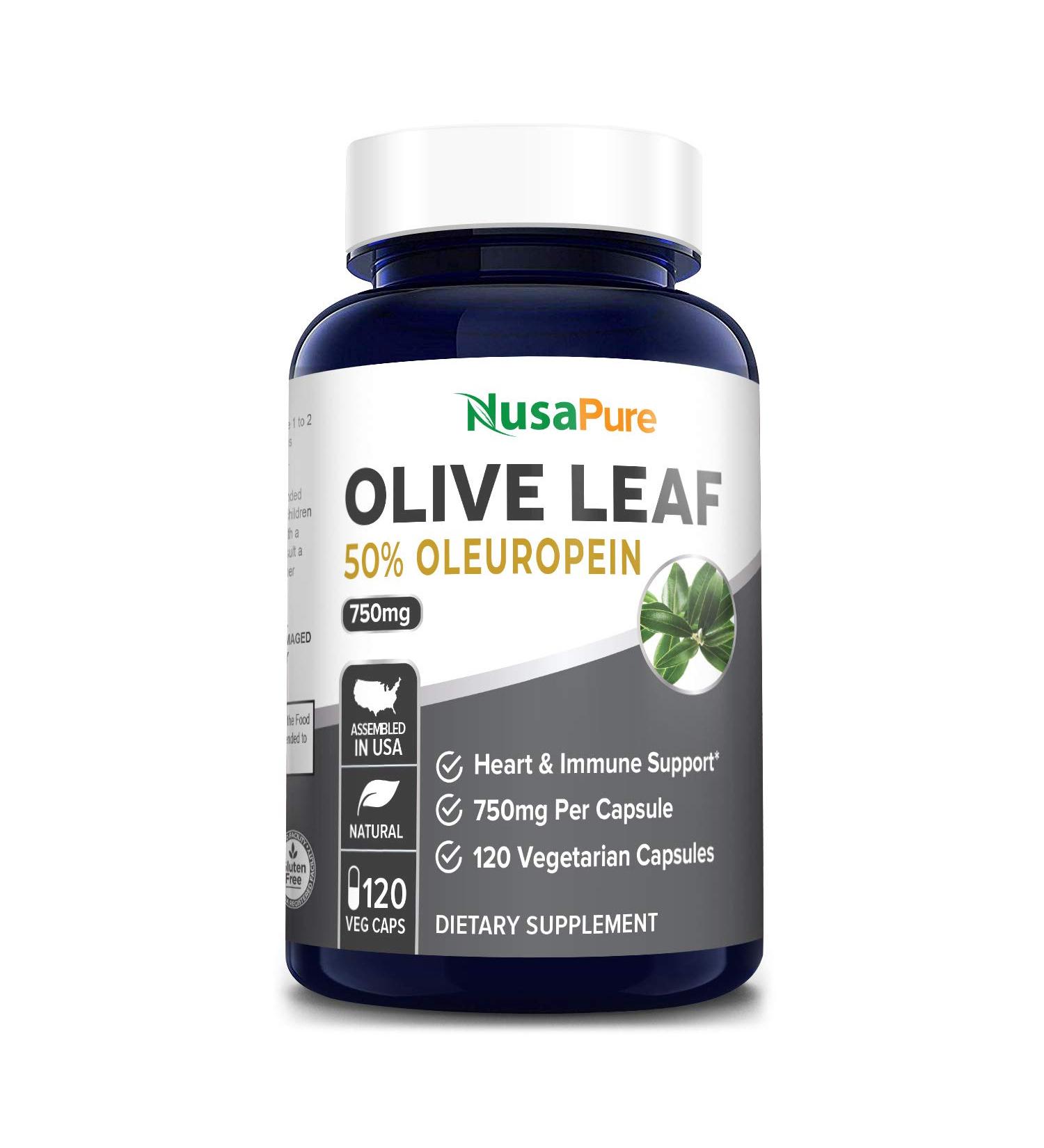 Olive Leaf Extract 750mg - 50% Oleuropein - Vegan & Non-GMO - Gluten Free - Super Strength Supplement - 120 Capsules - Buy Online on GoSupps.com