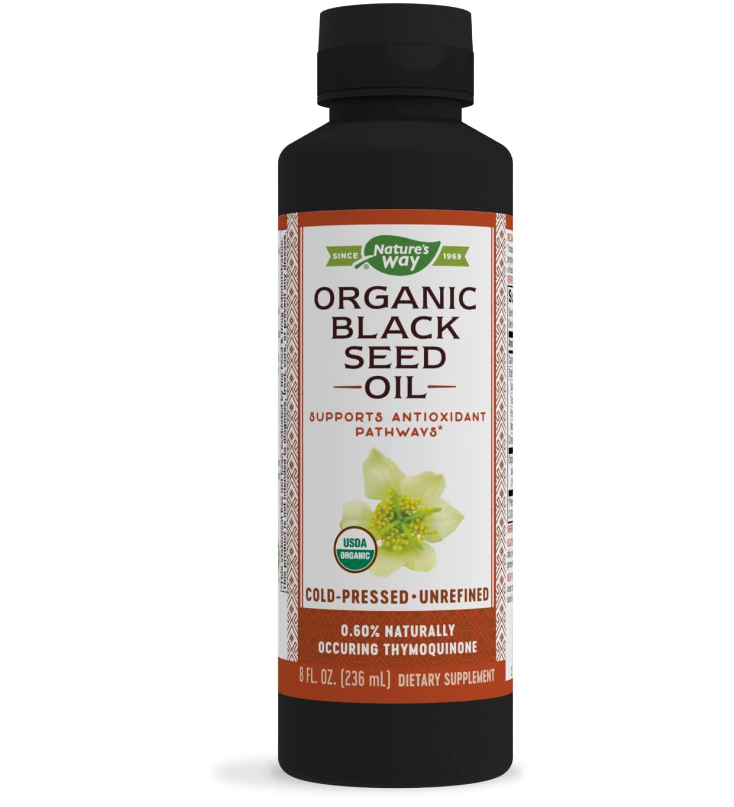 Organic Black Seed Oil - 100% Cold-Pressed, Vegan & Gluten-Free - Nature's Way 8oz - Buy Online on GoSupps.com