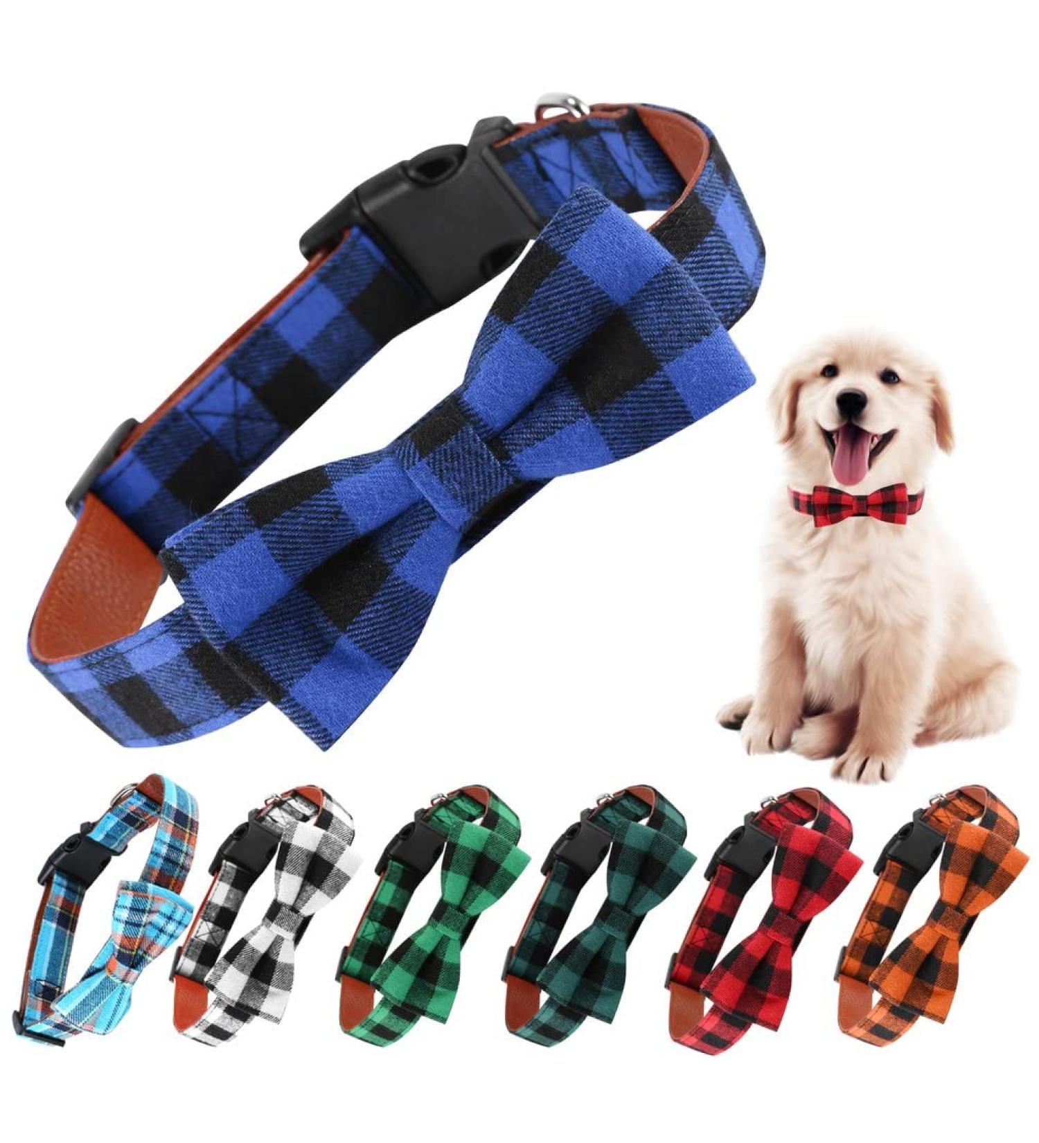Asvin Personalized Velvety Dog Collar - Adjustable & Removable for Small Medium Large Dogs (L Deep Blue) - International Shipping Available - Buy Online on GoSupps.com