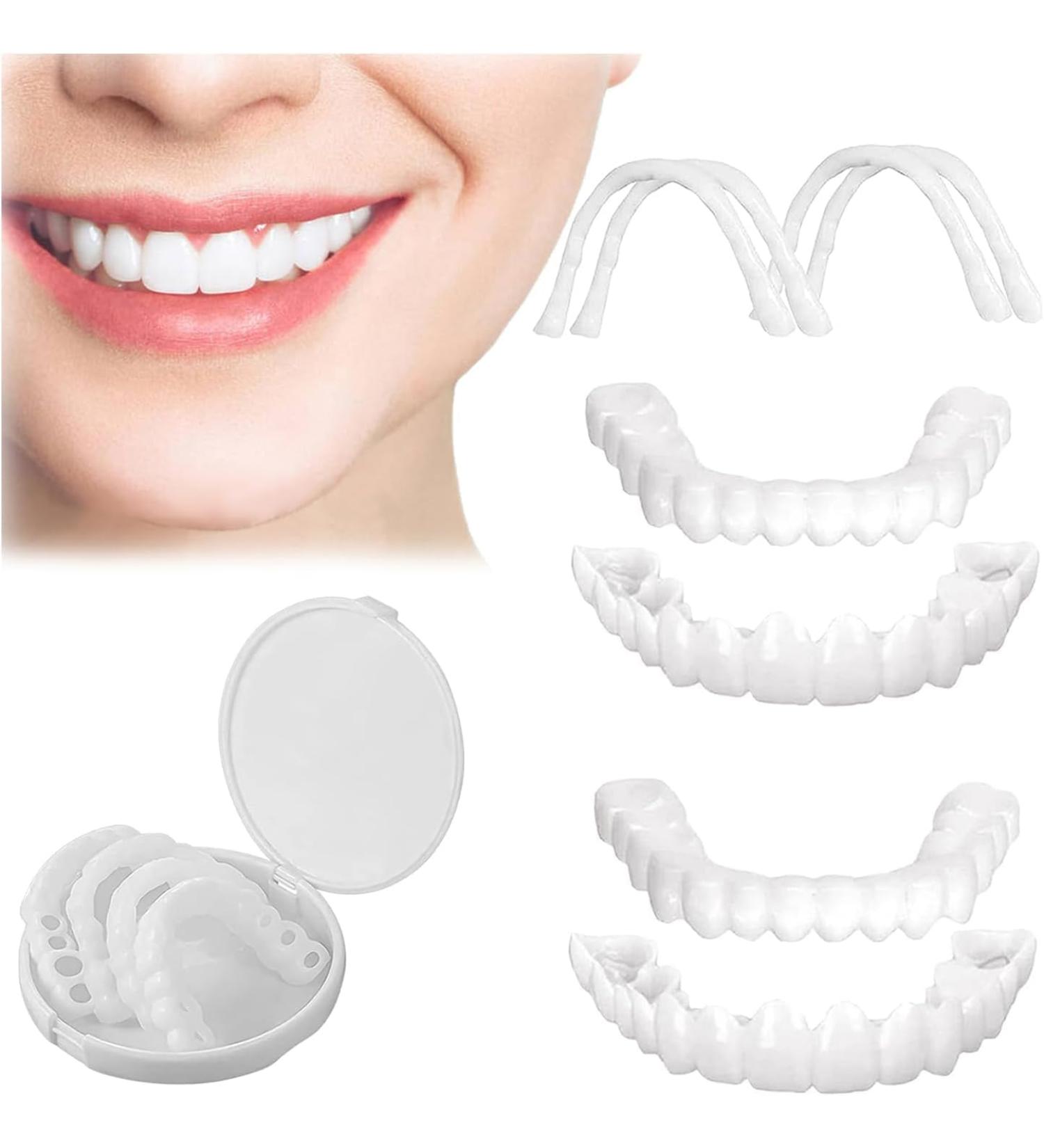 Smile Veneers Teeth - Comfort Fit Flex Cosmetic Teeth for Men & Women | 1 Pair of Top & Bottom False Teeth - International Shipping Available - Buy Online on GoSupps.com