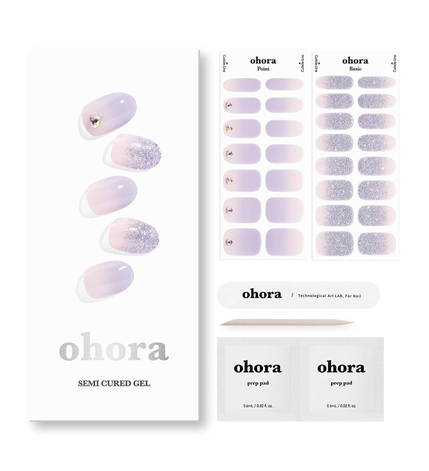 ohora Semi Cured Gel Nail Strips in Mirage - Salon-Quality, Long Lasting, Easy Application - Works with UV Lamps - Includes 2 Prep Pads, Nail File & Wooden Stick - Buy Online on GoSupps.com