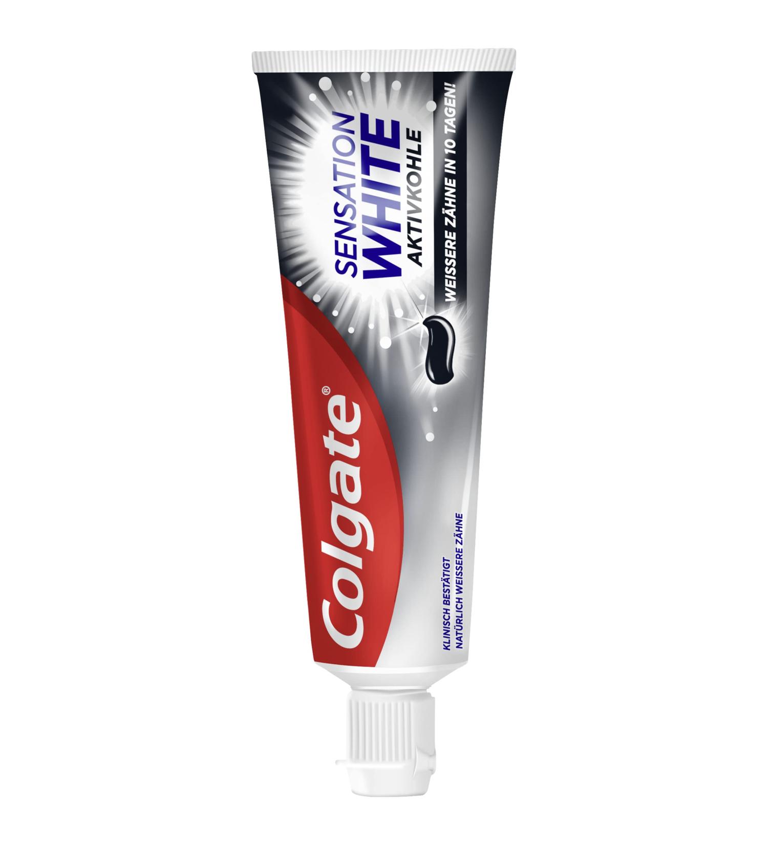 Colgate Sensation White Activated Charcoal Toothpaste - 75ml | Premium Whitening & Fresh Breath - International Shipping Available - Buy Online on GoSupps.com