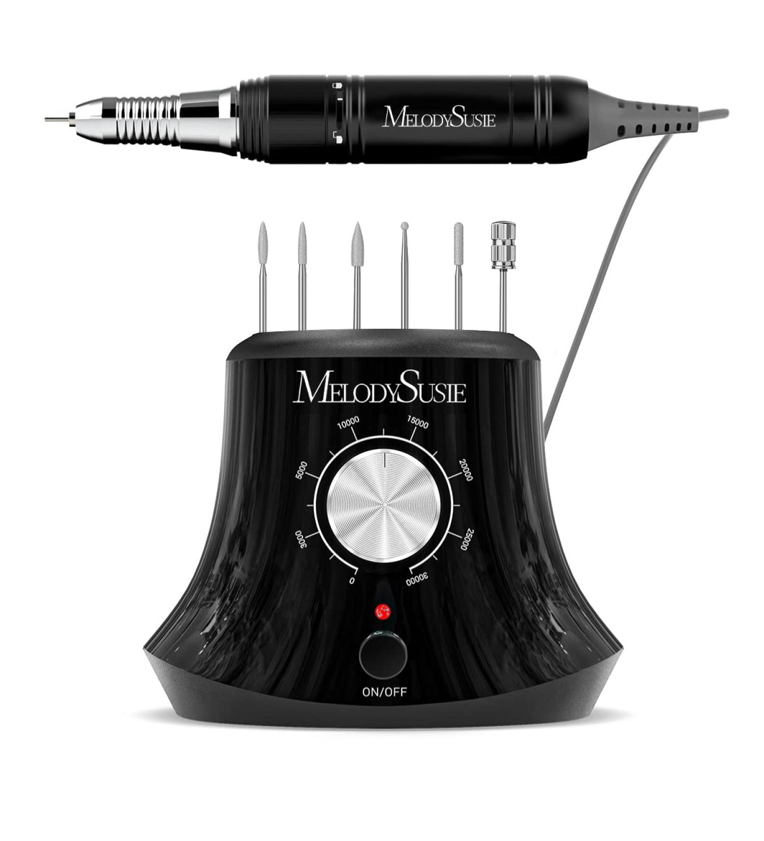 Melodysusia Electric Nail Cutter 30000 RPM | Professional Nail File & Pedicure Set with Foot Pedal - Perfect for Home & Nail Studio - Black - Buy Online on GoSupps.com