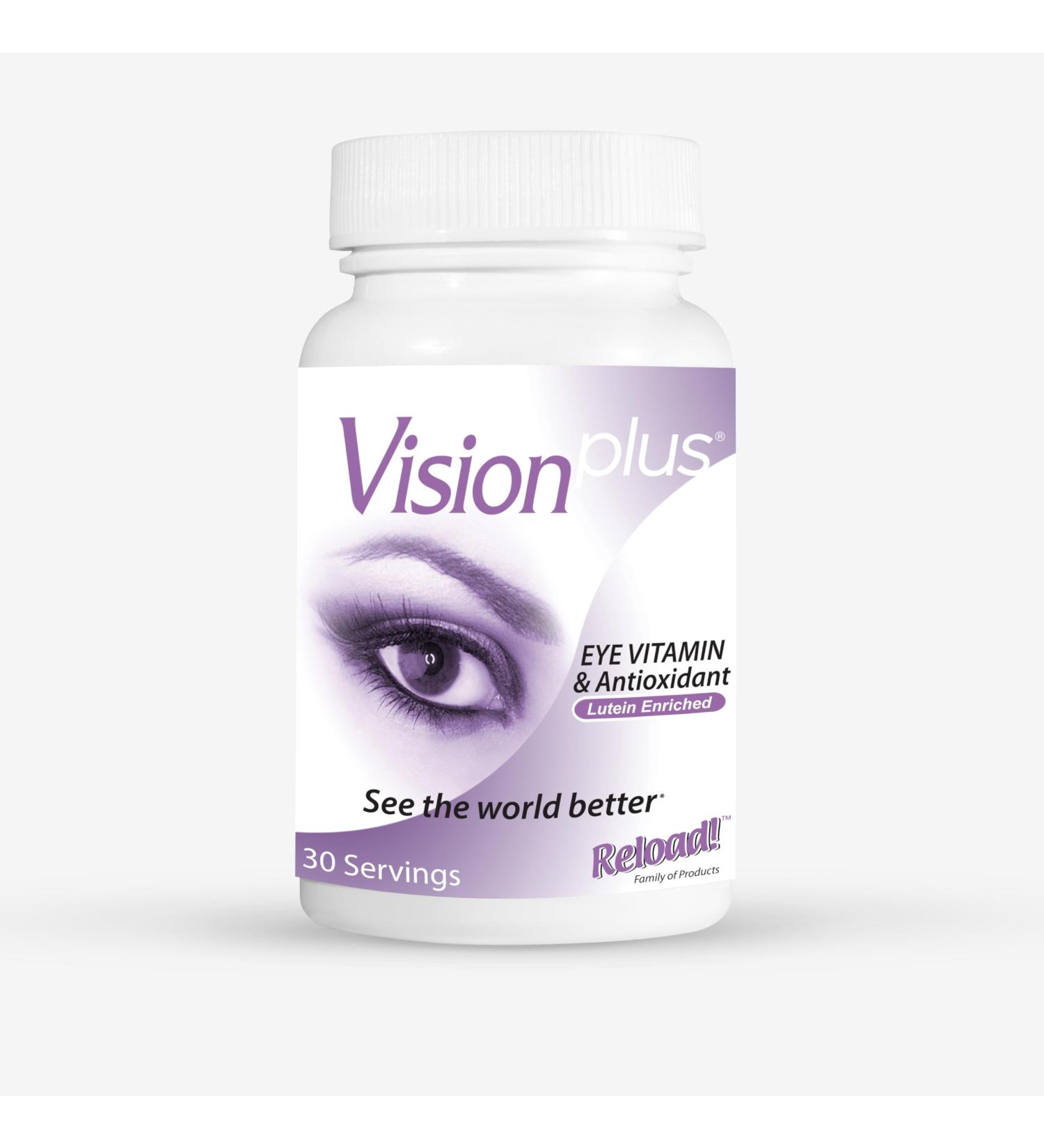 Reload! Vision Plus Eye Health Supplement Lutein Zeaxanthin Bilberry Vitamin A 60 Capsules - Buy Online on GoSupps.com