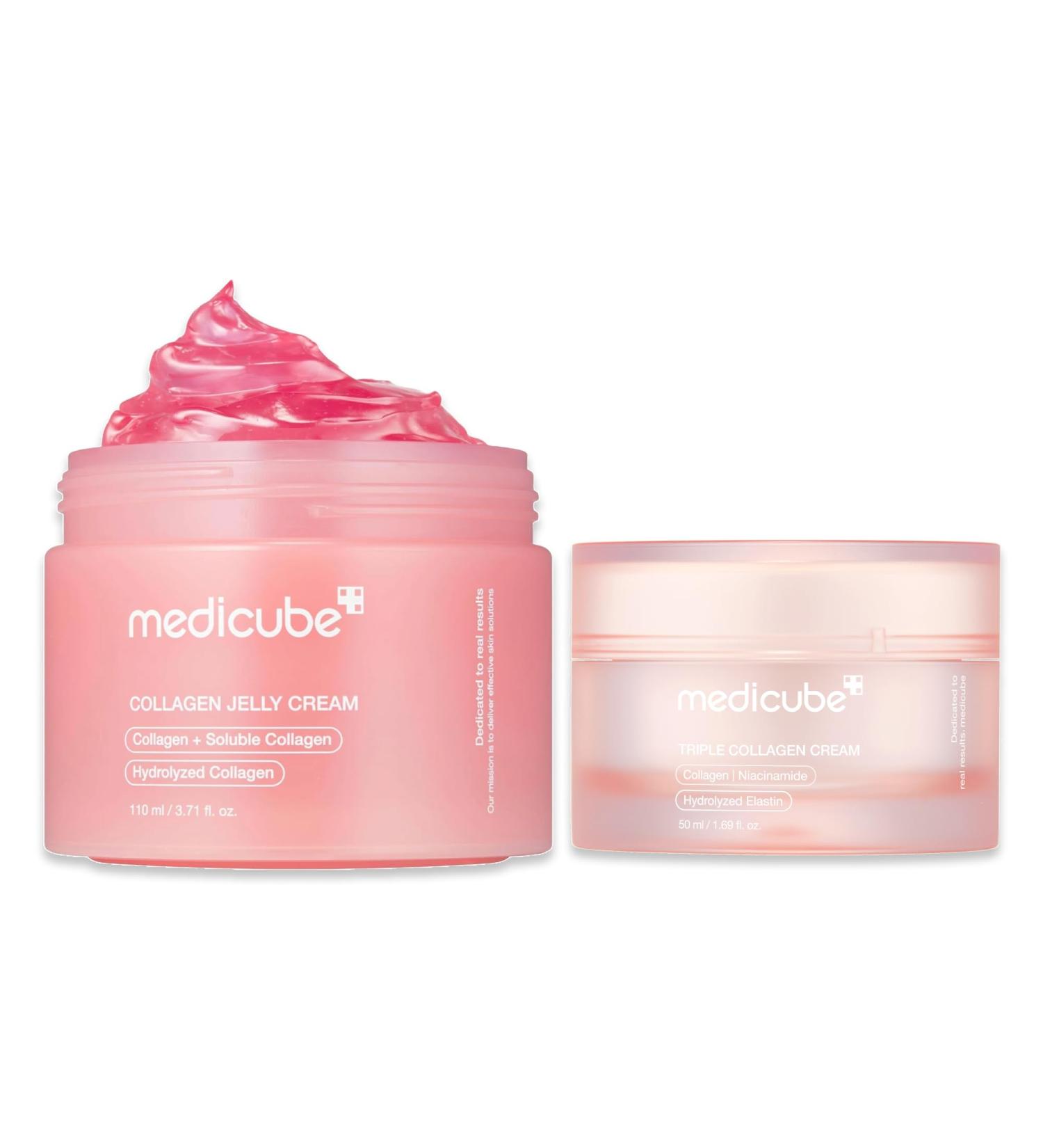 medicube Viral Collagen Big Size Duo: Collagen Jelly Cream 110ml and Triple Collagen Cream | Niacinamide Hyaluronic Acid for Glowing Fimer-Looking Skin - Buy Online on GoSupps.com