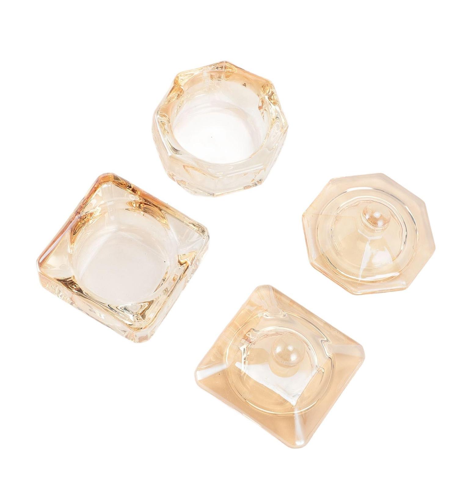 Dappen Nail Dish Champagne Color 2 Piece Dappen Powder Dish with Lid for Holding Acrylic Powder - Buy Online on GoSupps.com