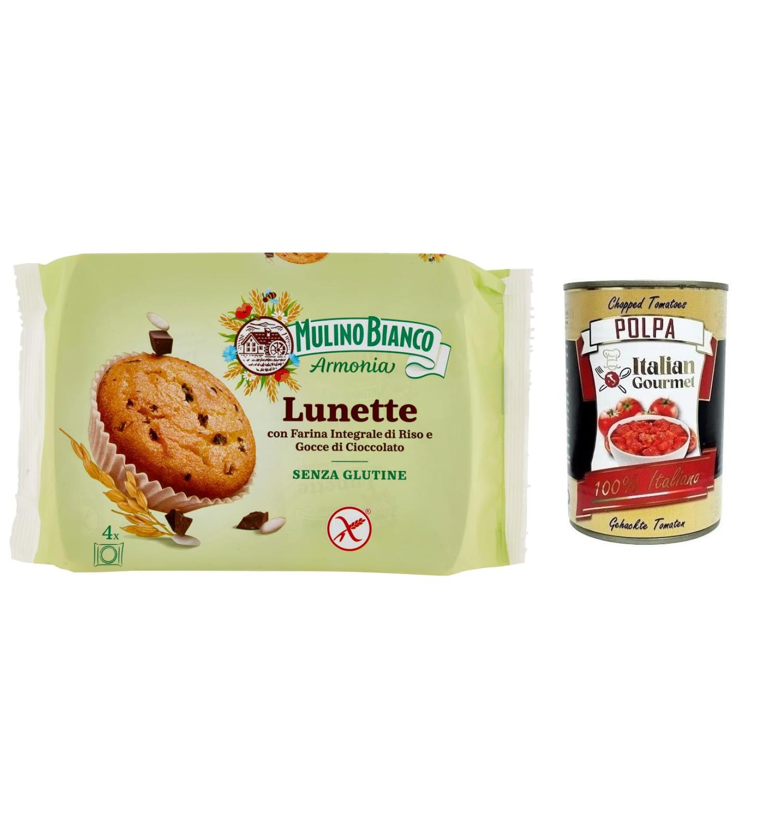  Mulino Bianco Mulino Bianco Glasses Tortina Senza Glutin Gluten Free Cake with Whole Rice Flour and Chocolate Drops Pack of 140 g Each Pack Contains 4 Cakes + Polpa di Pomodoro Italian Gourmet - Buy Online on GoSupps.com
