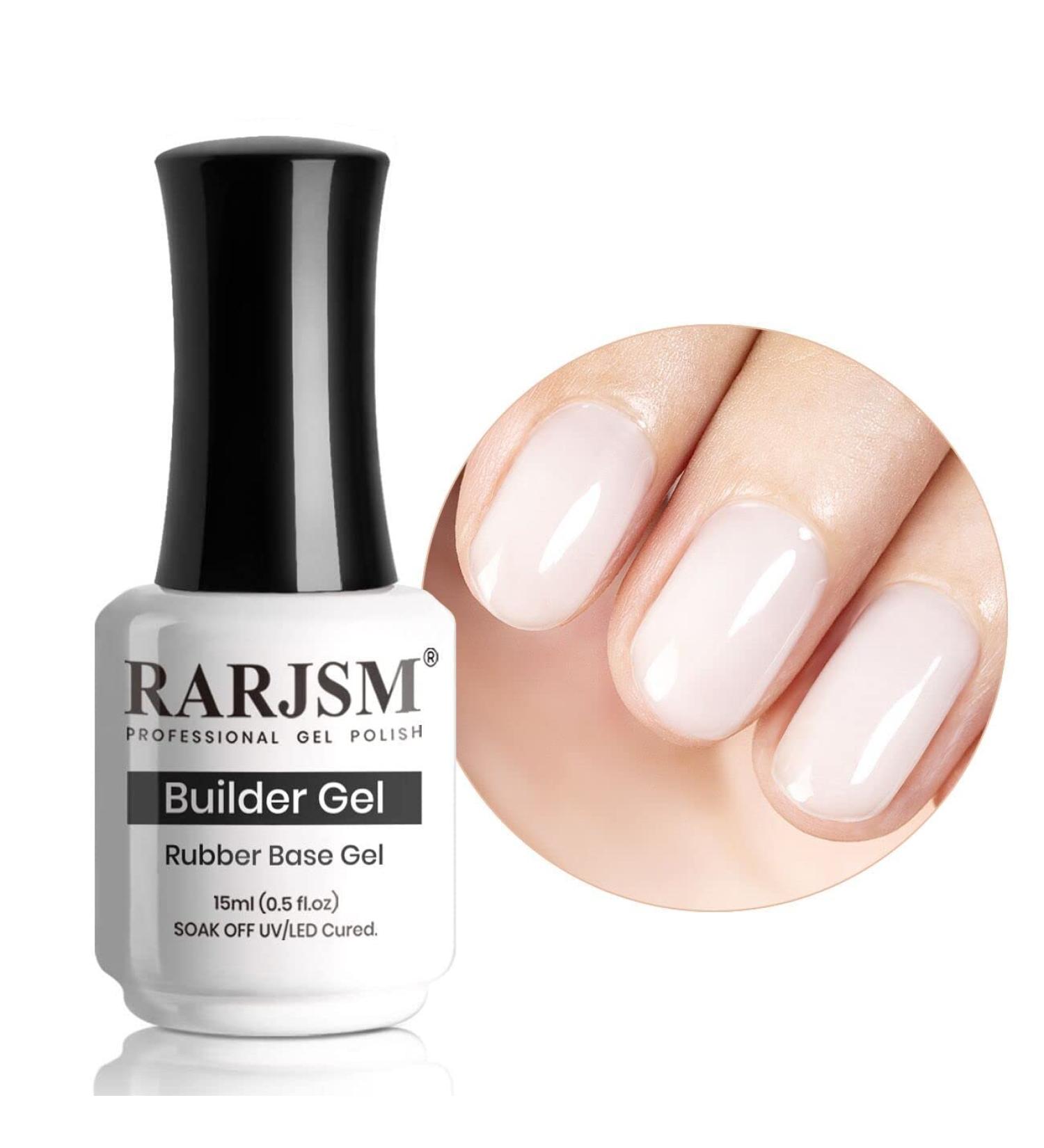 RARJSM Rubber Base Milky White Builder Gel - 15ml | Natural White Nail Strengthener for DIY Home Salon | Soak Off Curing | Builder Gel Soft White Rubber Base Coat - Buy Online on GoSupps.com