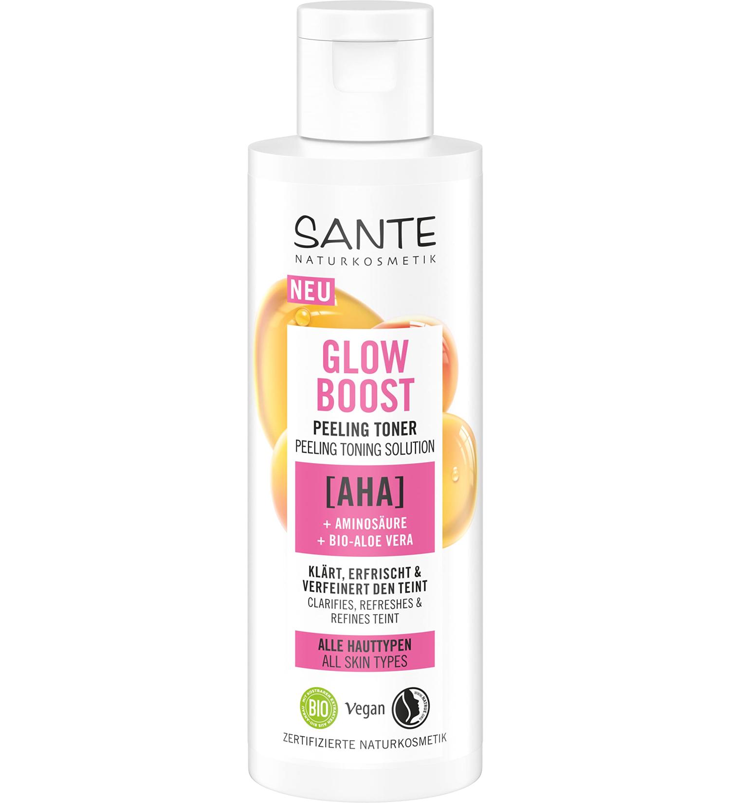 Glow Boost Peeling Toner | Sante Natural Cosmetics - AHA Amino Acids & Organic Aloe Vera for Refreshing Vegan Skin Care | 125ml - Buy Online on GoSupps.com