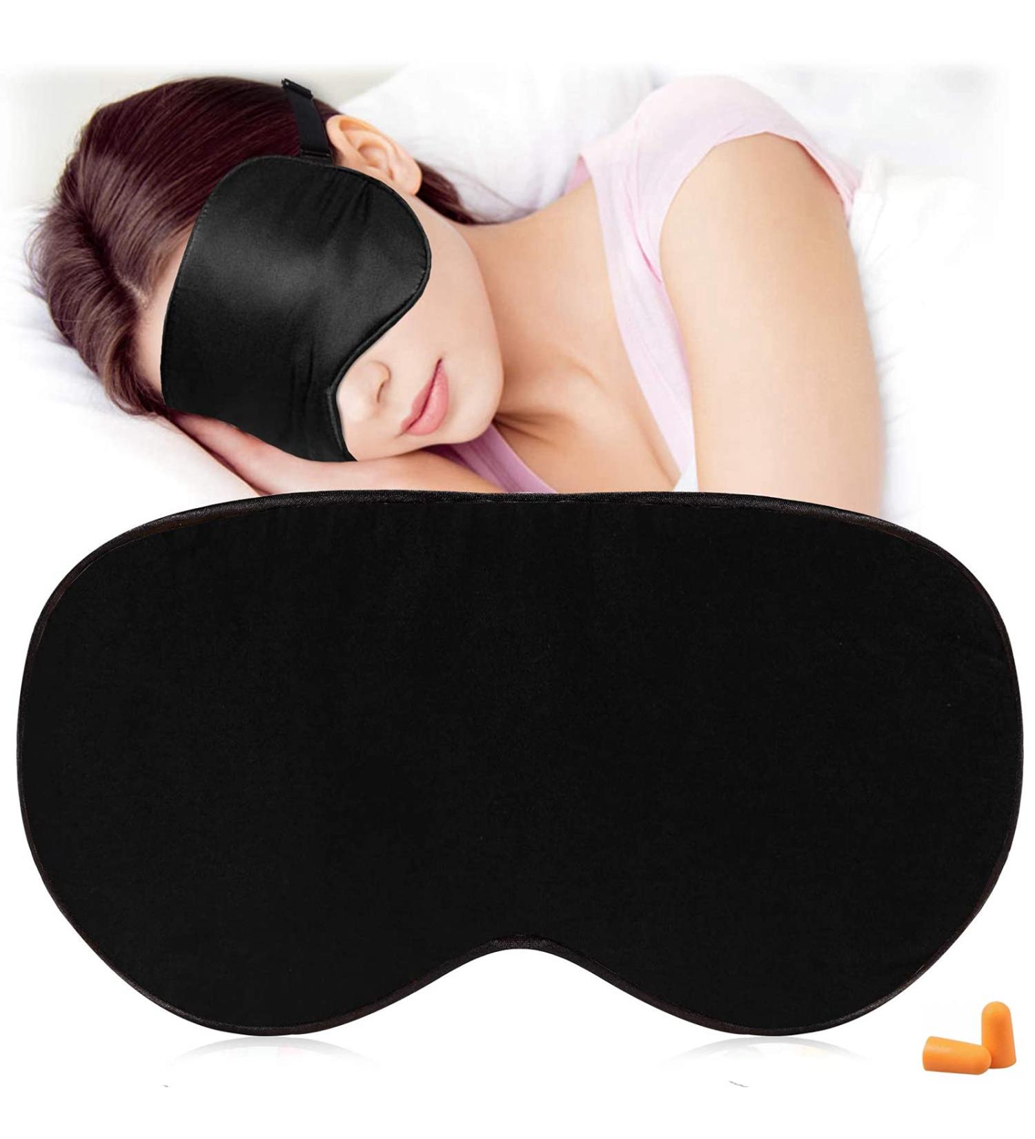 Buy Black Silk Sleeping Masks - Adjustable Eye Mask for Travel & Night Sleep | Super-Soft Blindfold - Buy Online on GoSupps.com