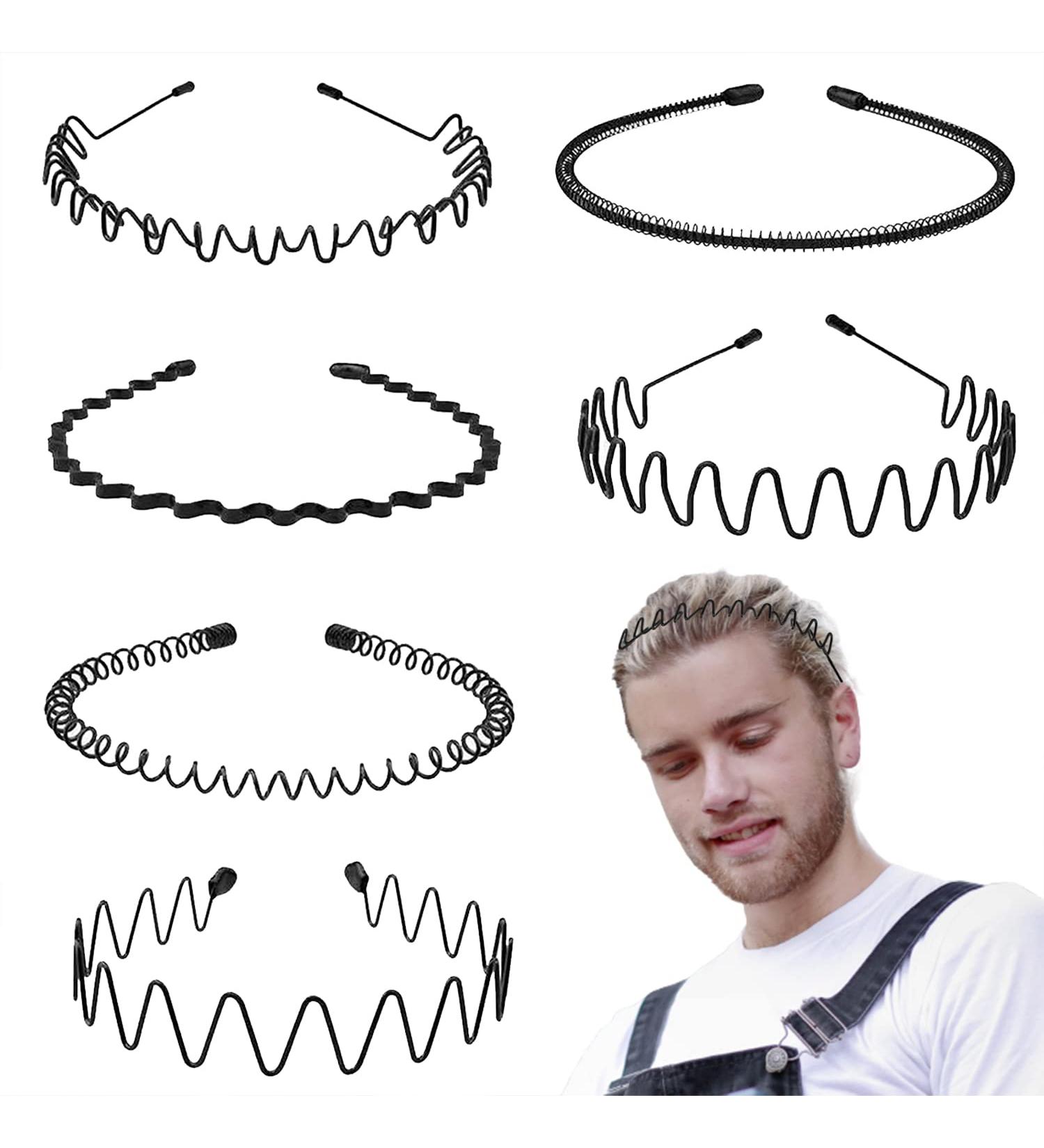 Mens Non-Slip Sports Headbands - Set of 6 Metal Hair Bands for Outdoor Activities and Daily Wear - Buy Online on GoSupps.com